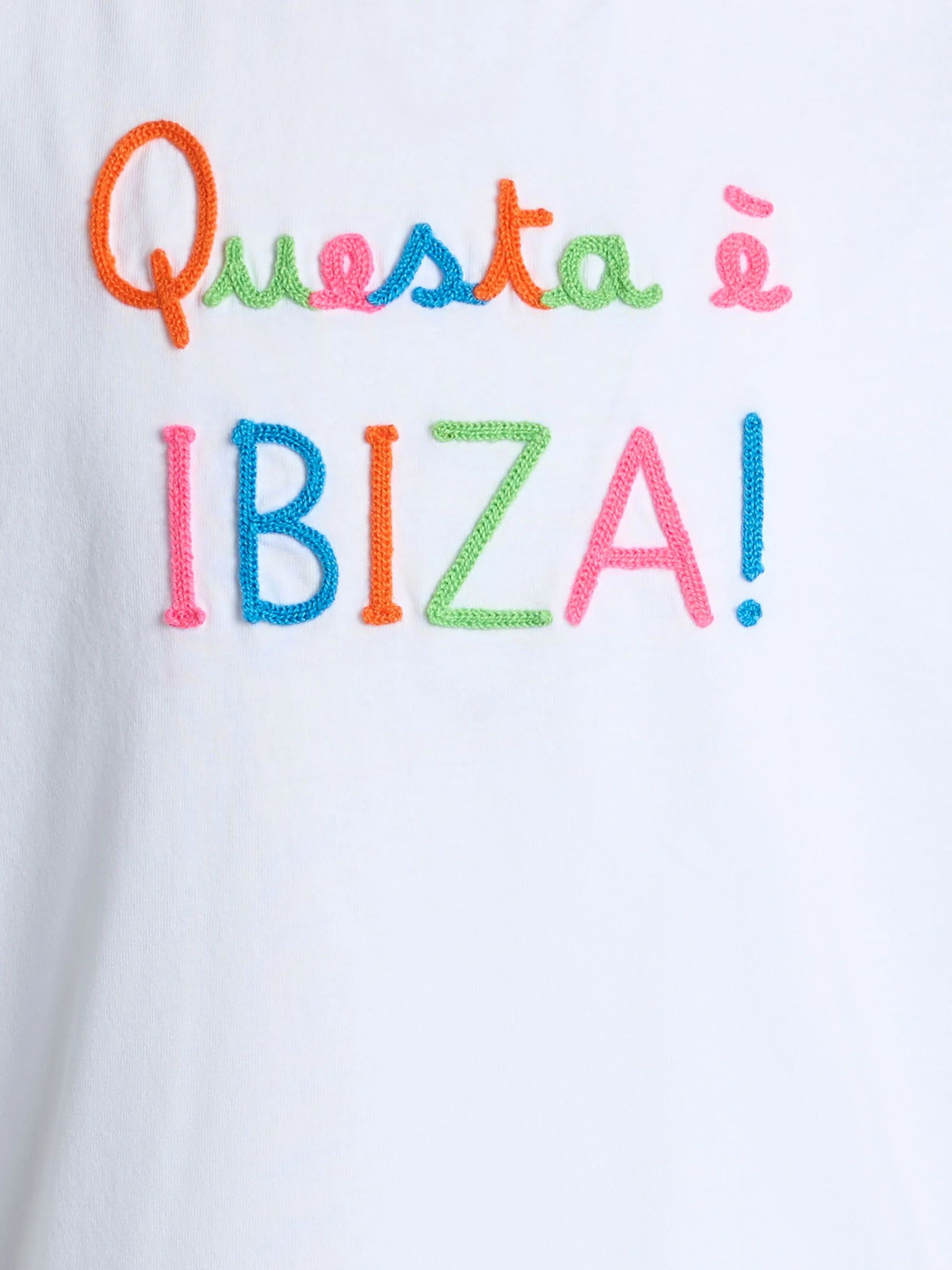 Girl cotton jersey crewneck t-shirt Elly with Questa è Ibiza embroidery - Image 2