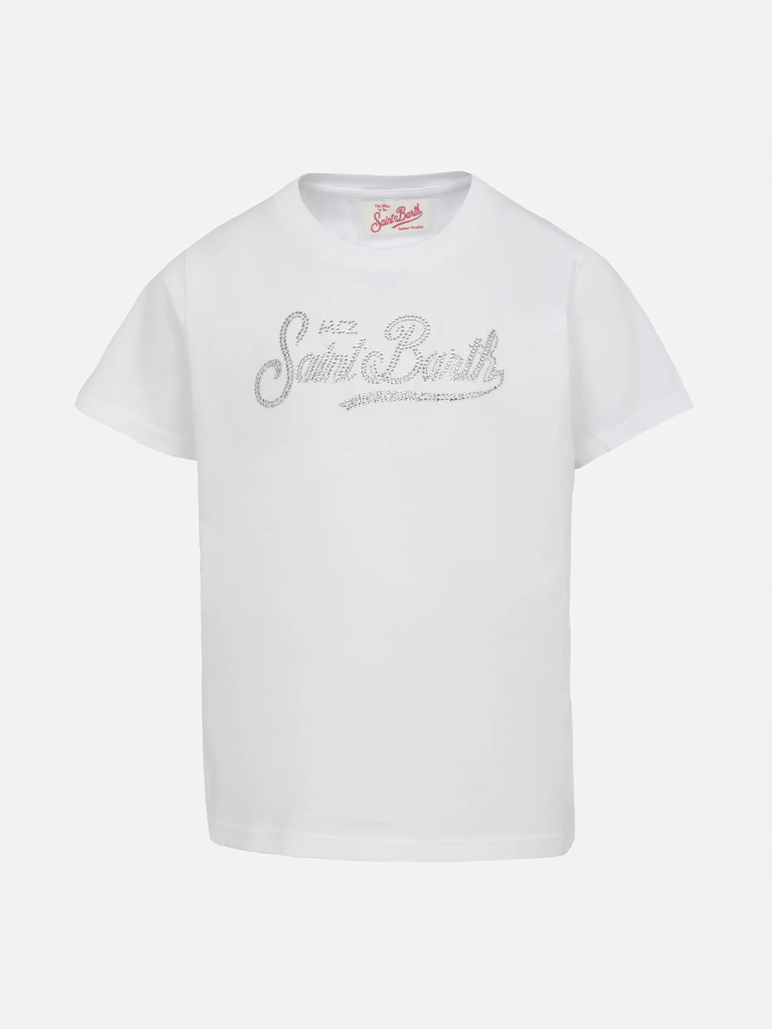Girl cotton jersey crewneck t-shirt Elly with Saint Barth rhinestone embroidery