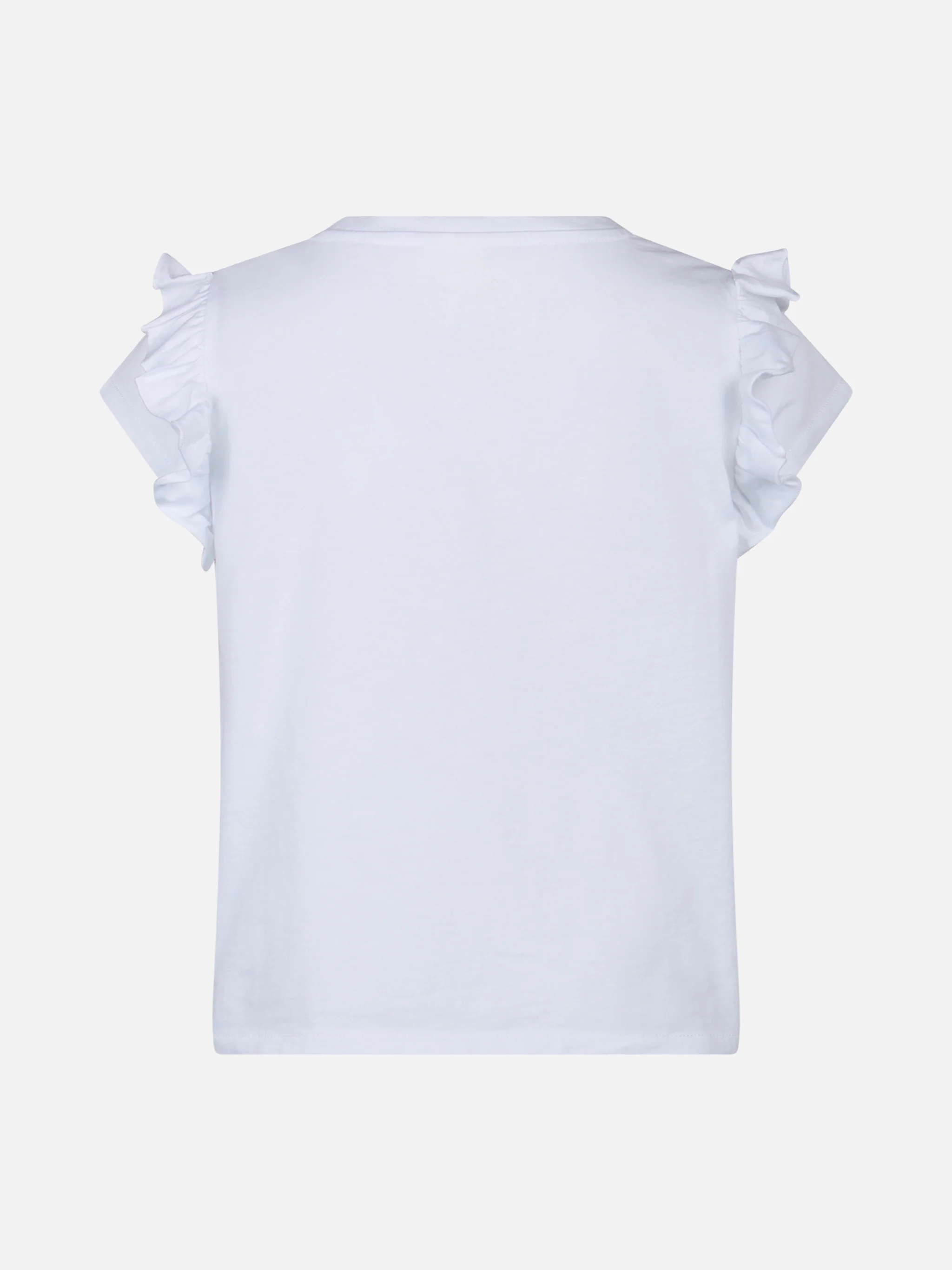 Girl cotton t-shirt with flounce and embroidery - Image 3