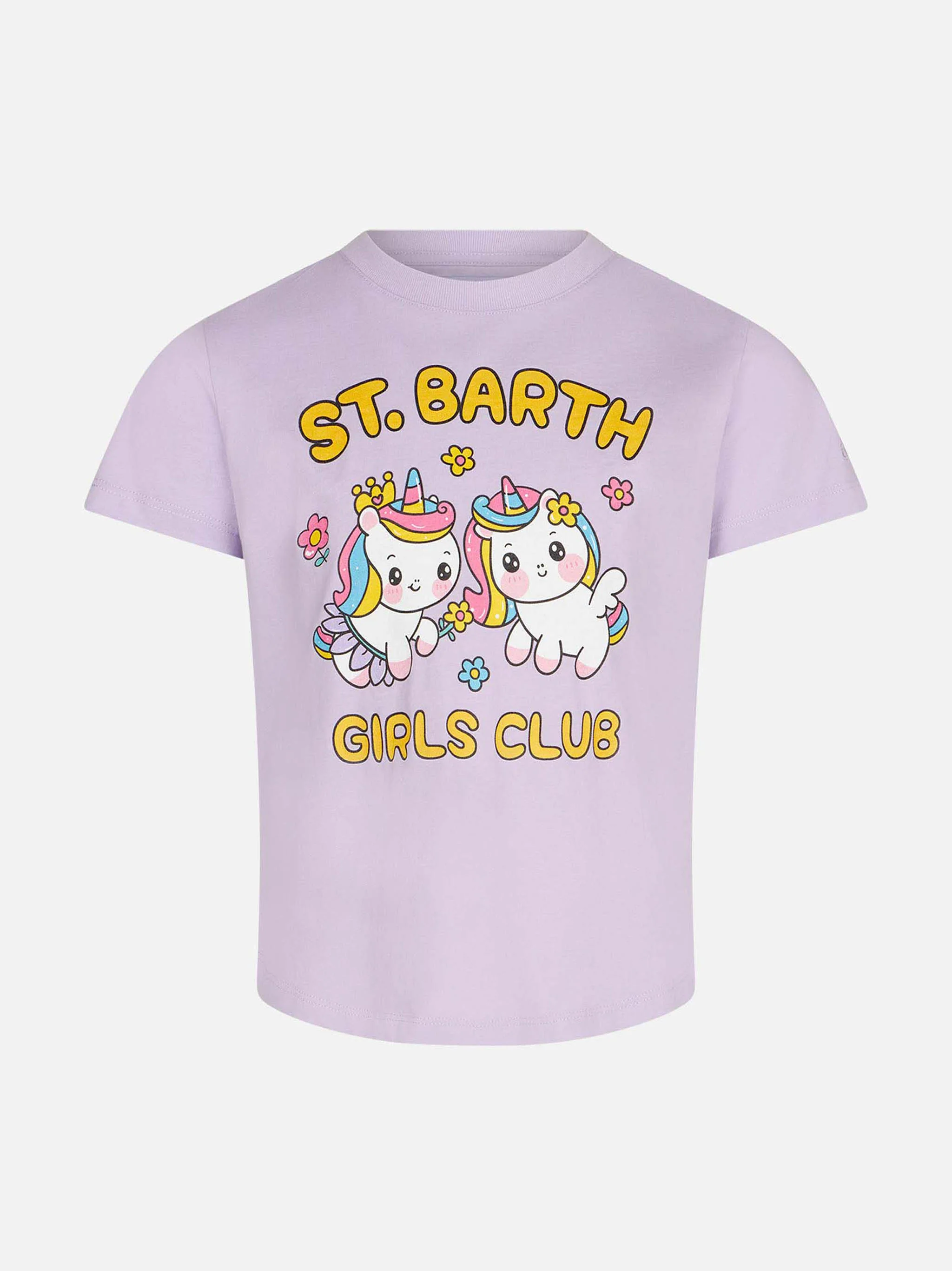 Girl t-shirt with St. Barth Girls Club and unicorns print