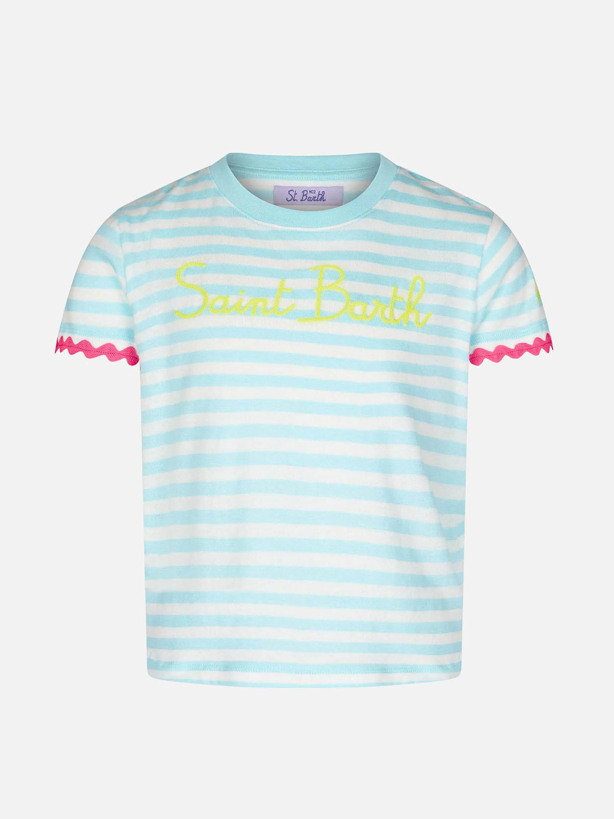 Girl striped t-shirt with Saint Barth embroidery