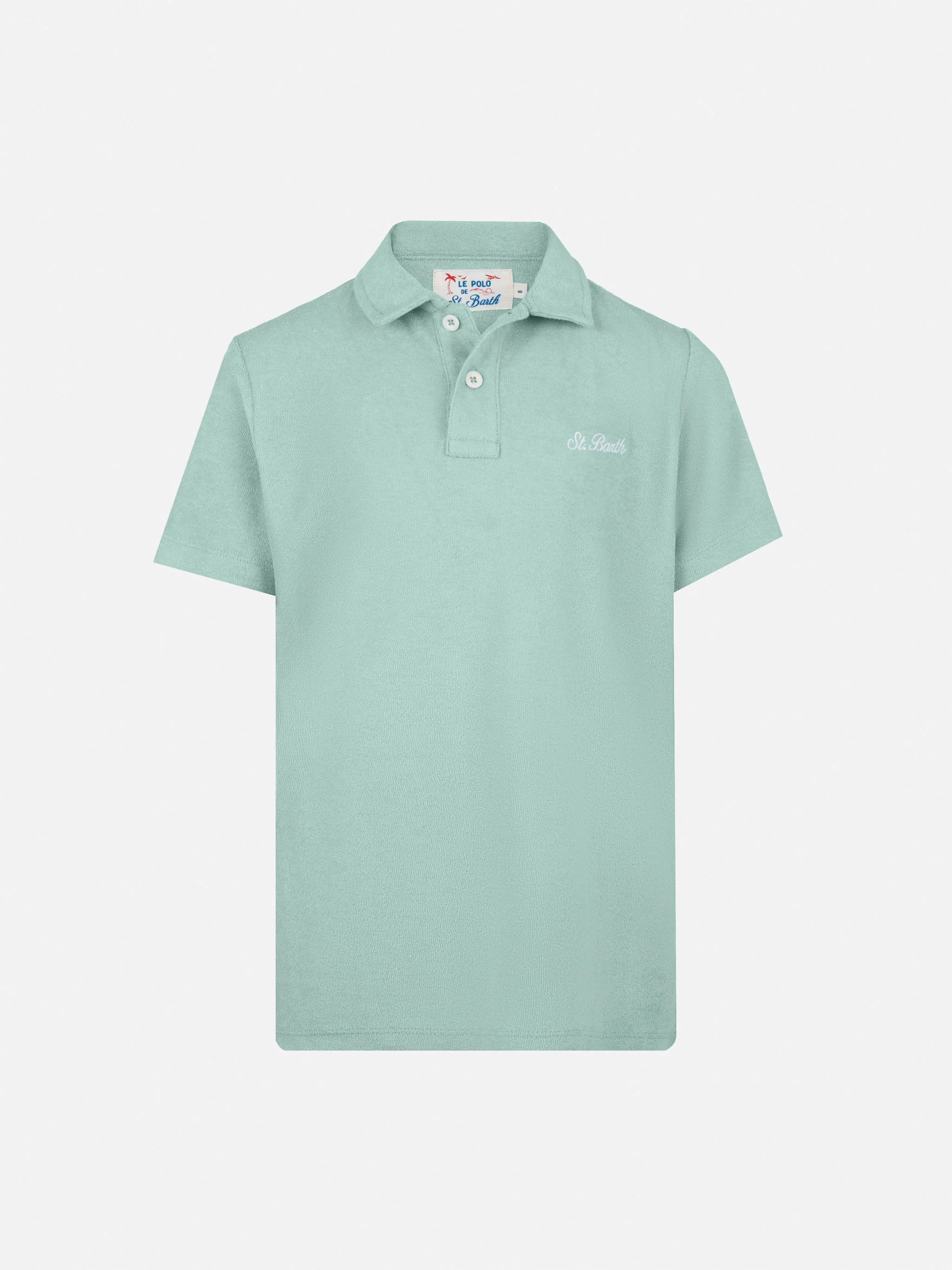 Jeremy Jr sage green terry polo shirt