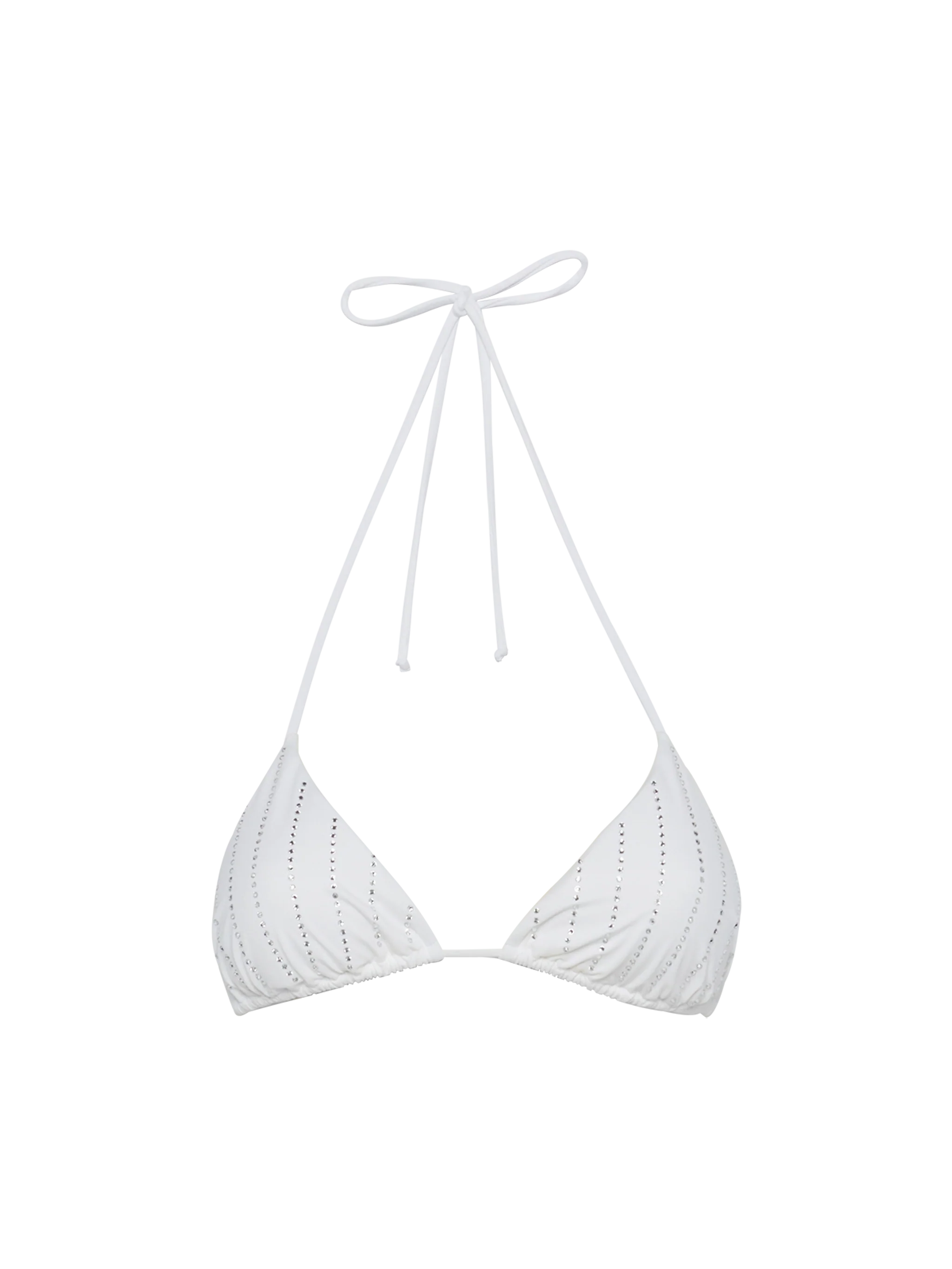 Leah triangle top swimsuit with striped rhinestone embellishment