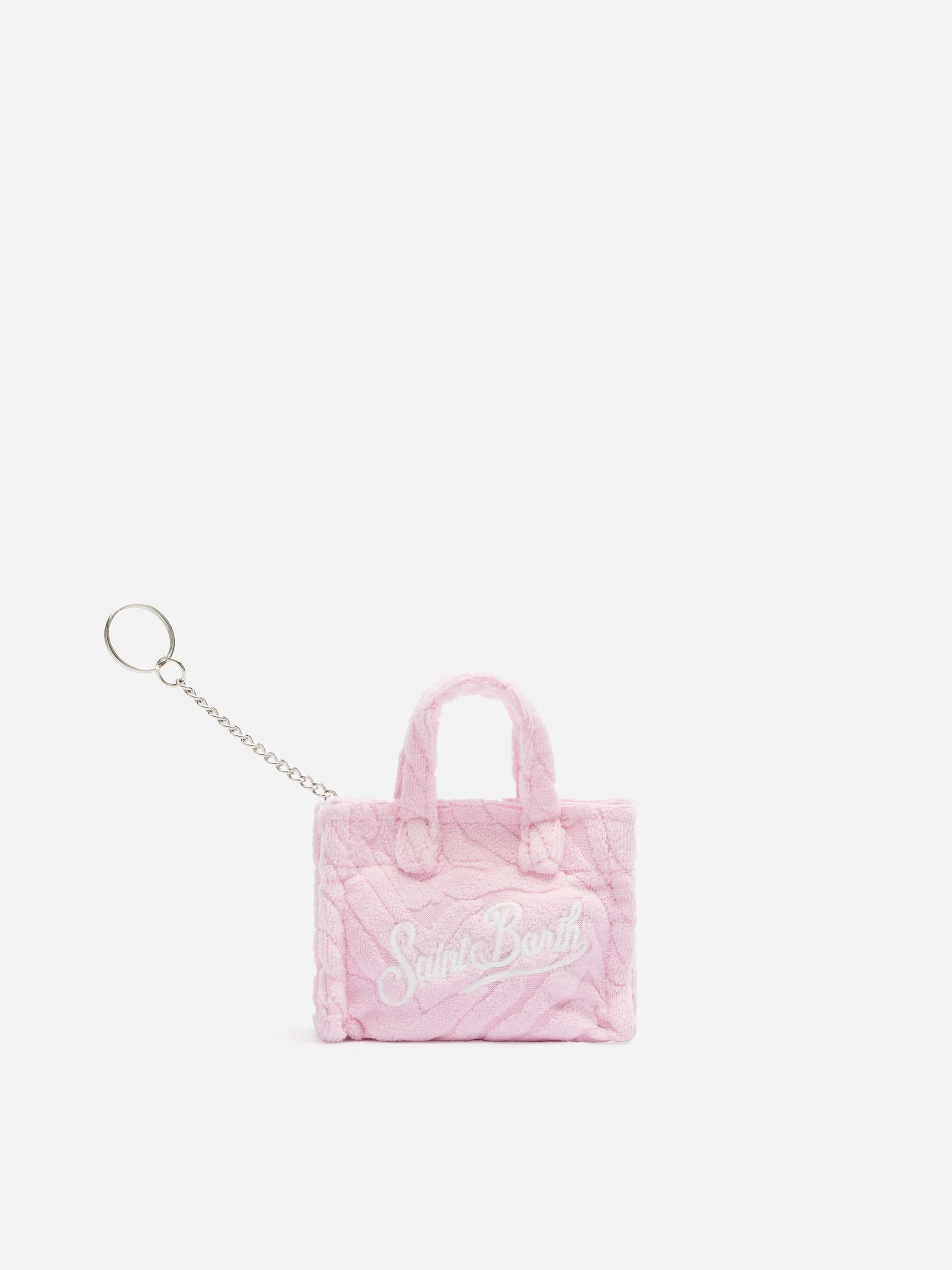 Pink zebra embossed terry fabric Key Holder