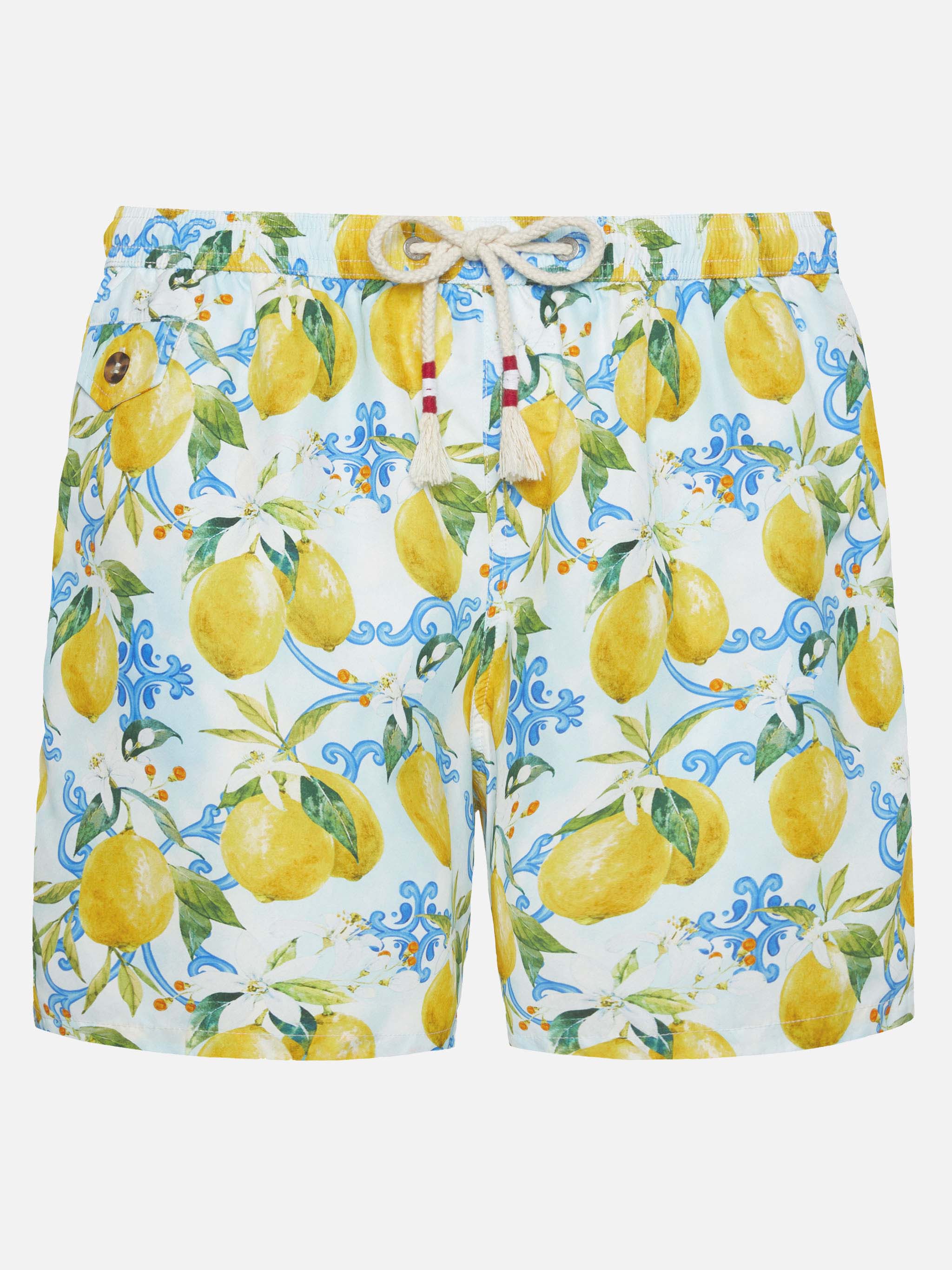 Lightweight fabric swim-shorts Lighting 70 with majolica print