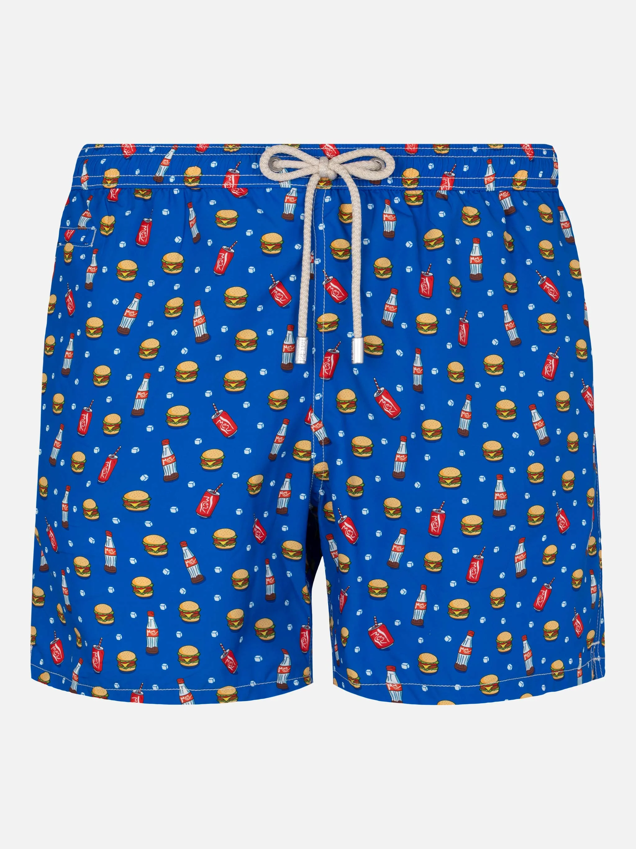Lightweight fabric swim shorts Lighting with fast food print