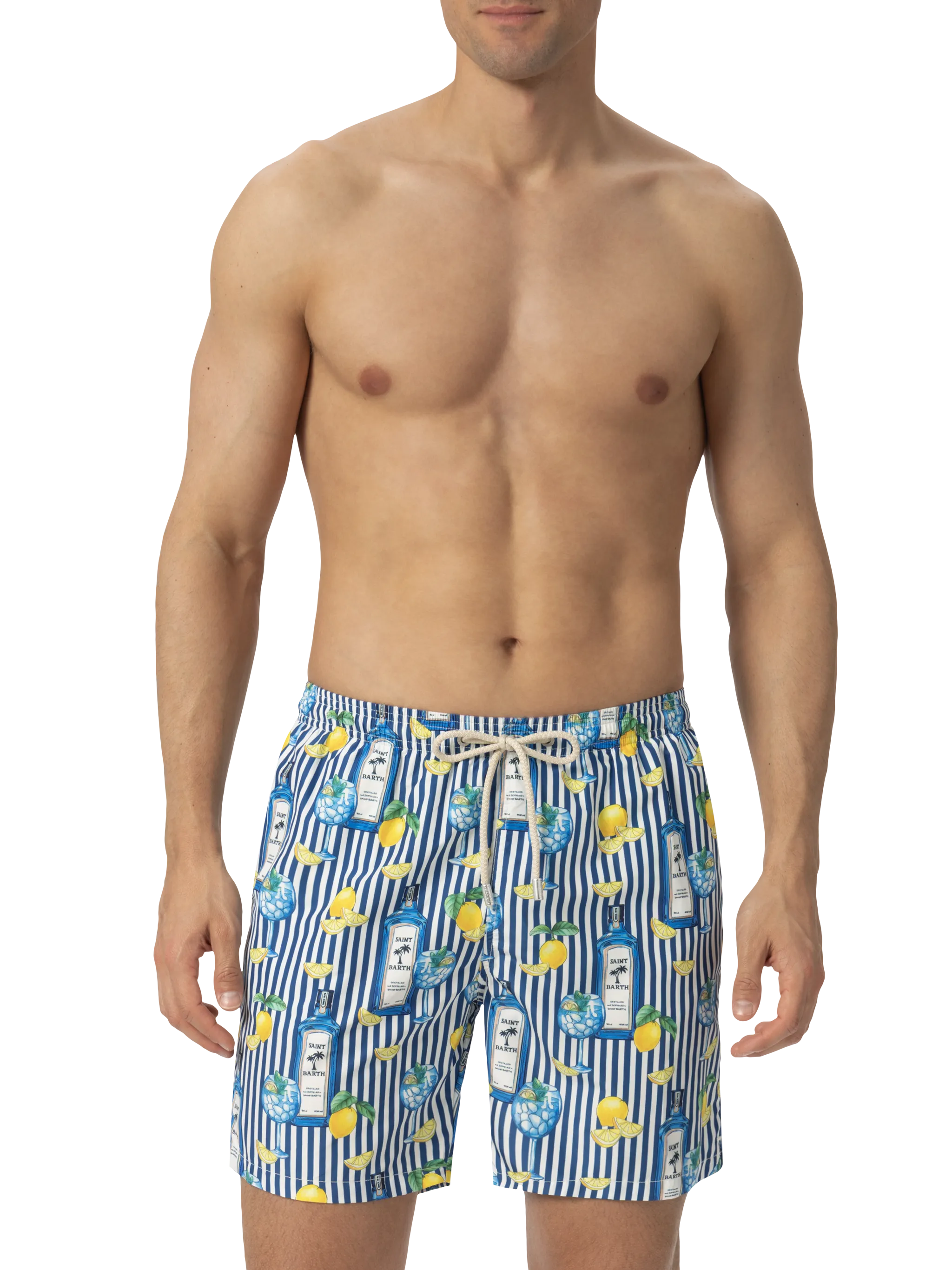Lightweight fabric swim-shorts with gin tonic cocktail print - Image 3