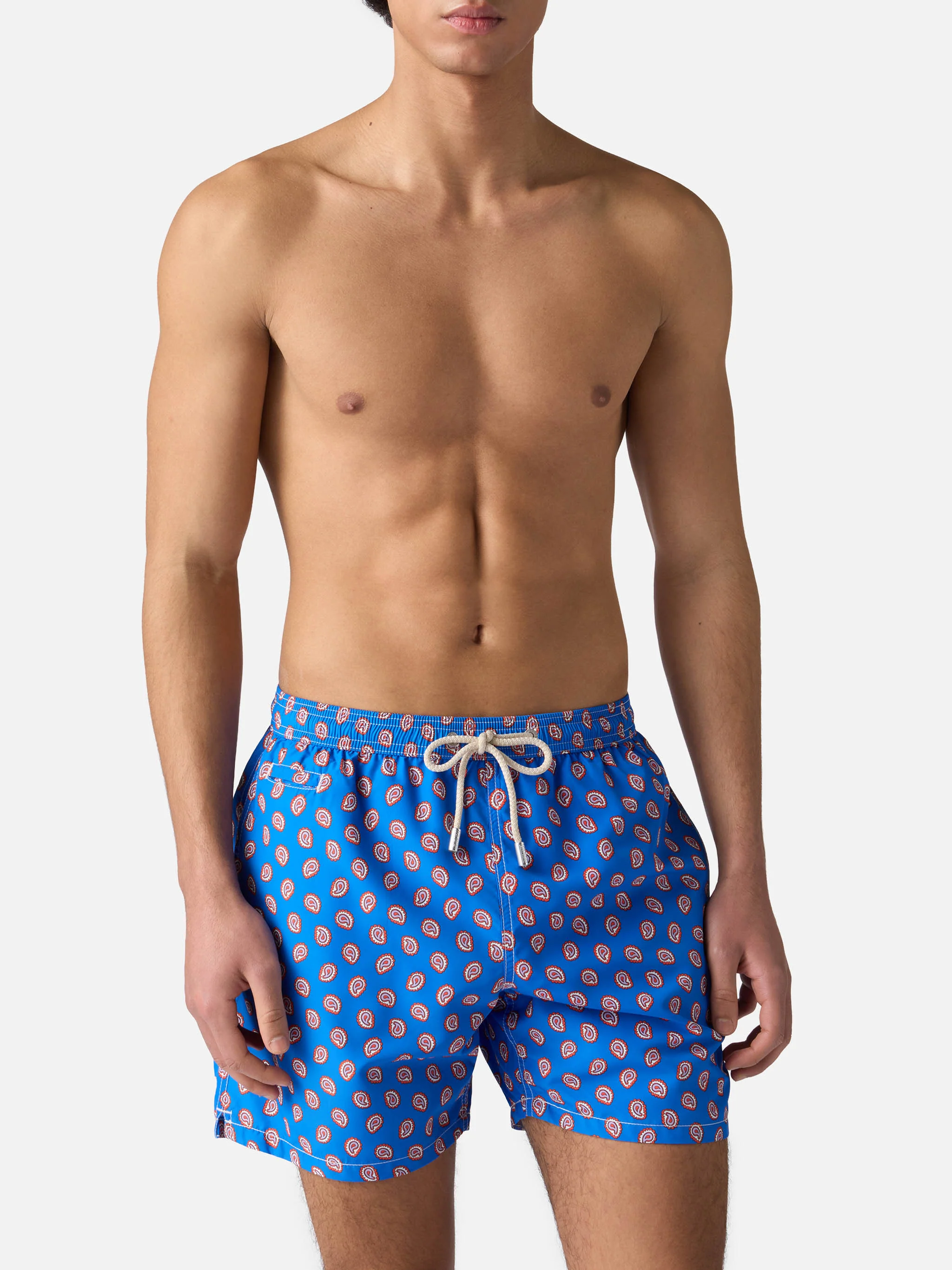 Lightweight fabric swim shorts Lighting with paisley print - Image 3