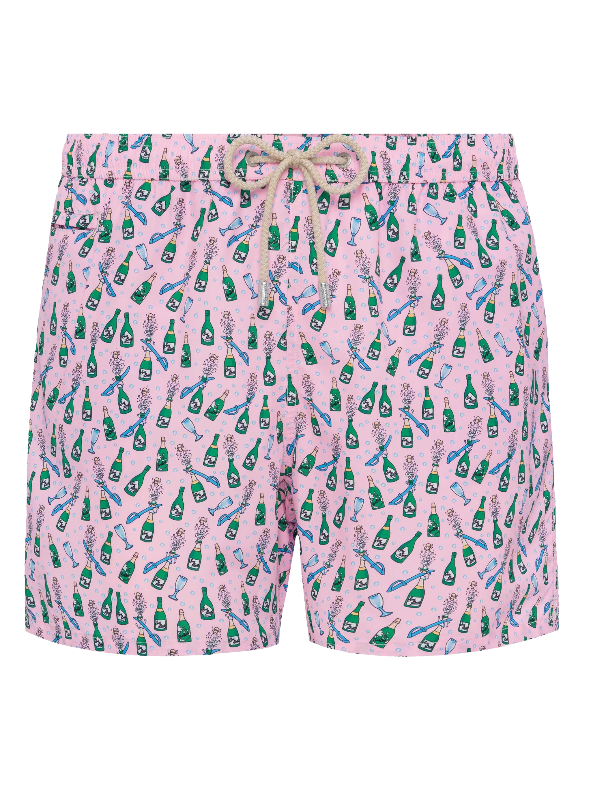 Lightweight fabric swim shorts Lighting with sabrage and bottle print