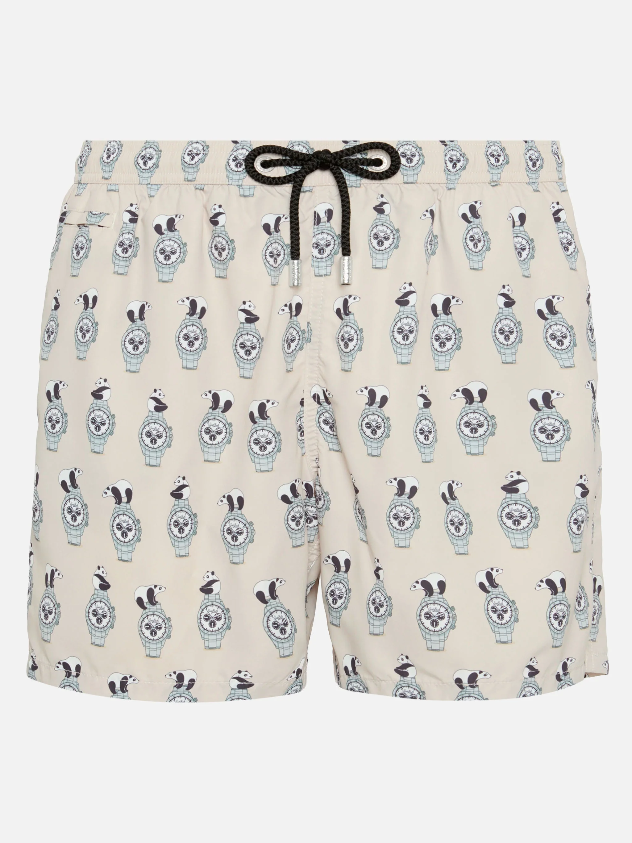 Lightweight fabric swim shorts Lighting with watch print