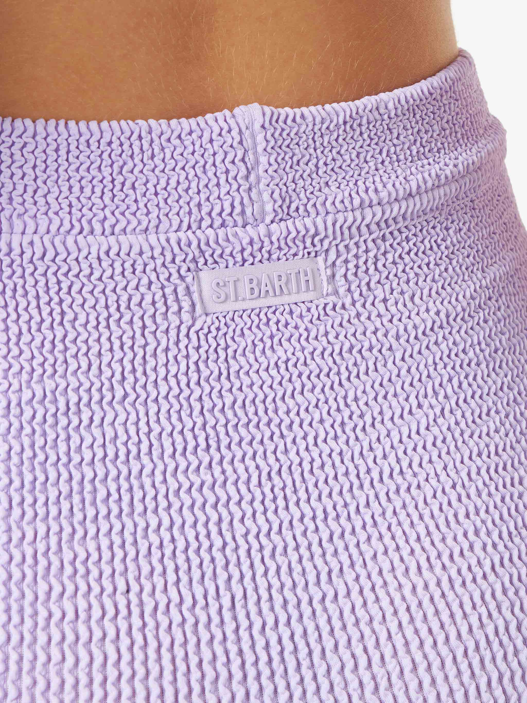 Woman lilac crinkle mini skirt - Image 3