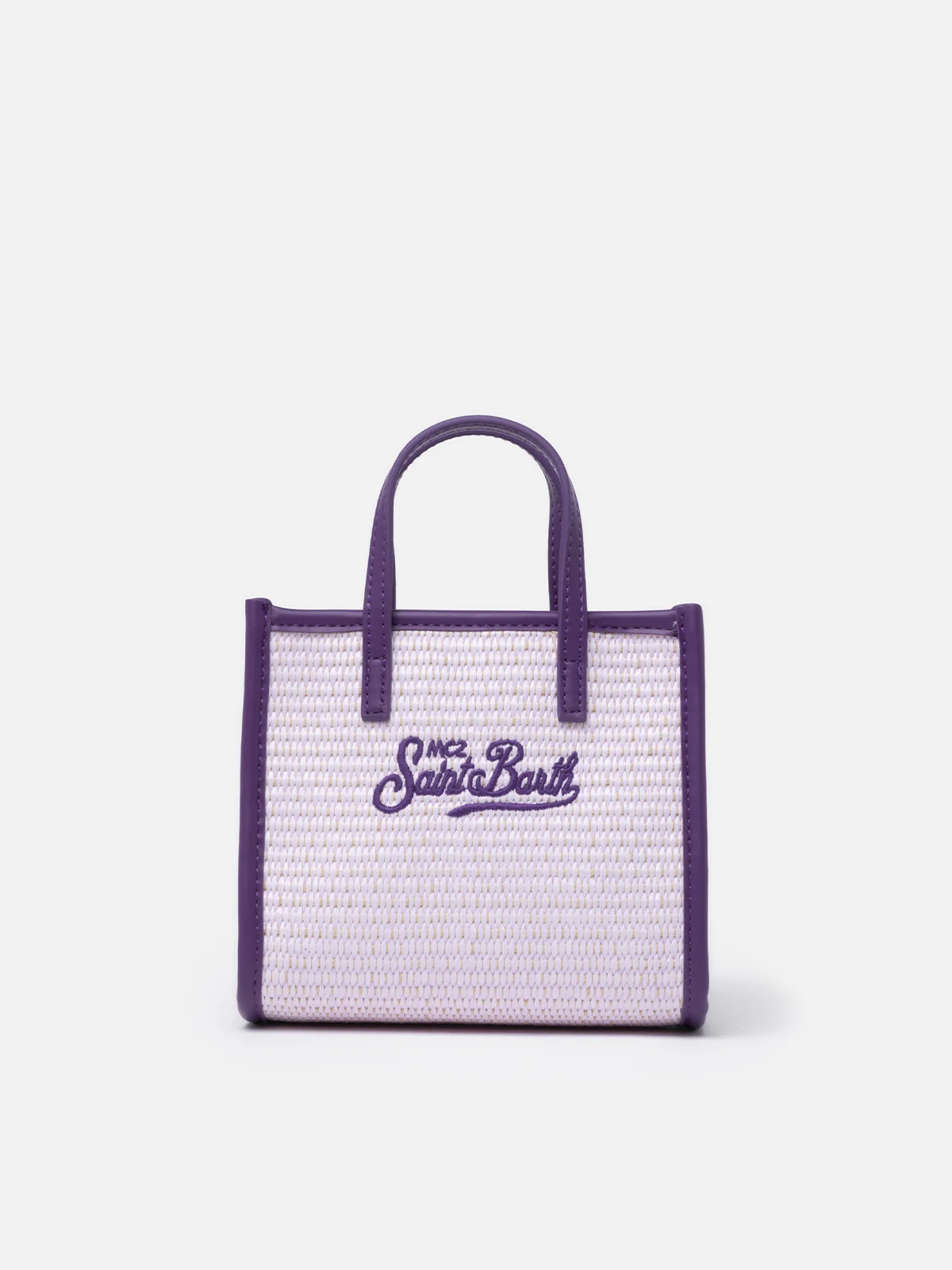 Lilac Mini Vivian Straw handbag - Image 4