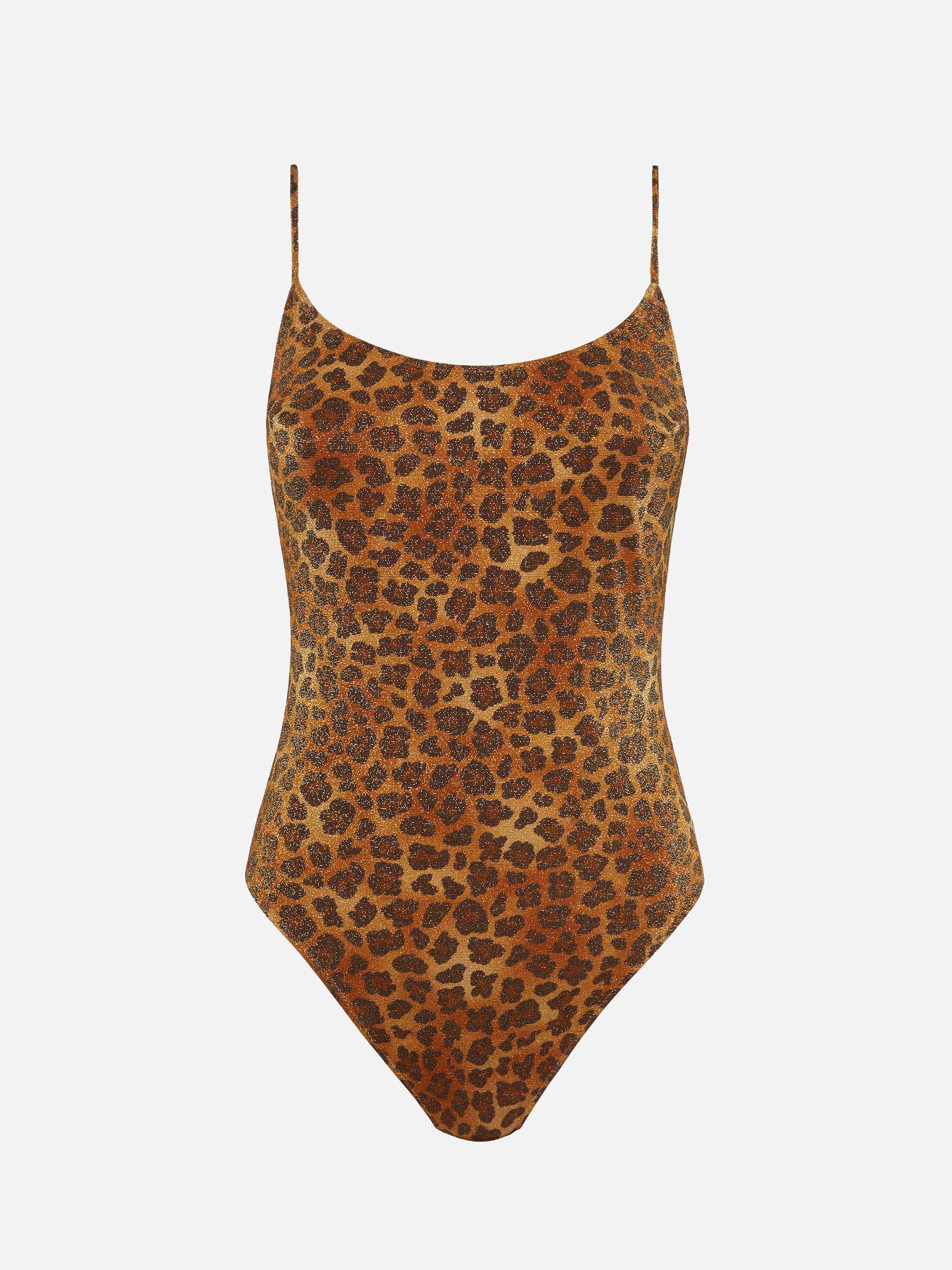 Lurex one-piece swimsuit Cecille with animalier print
