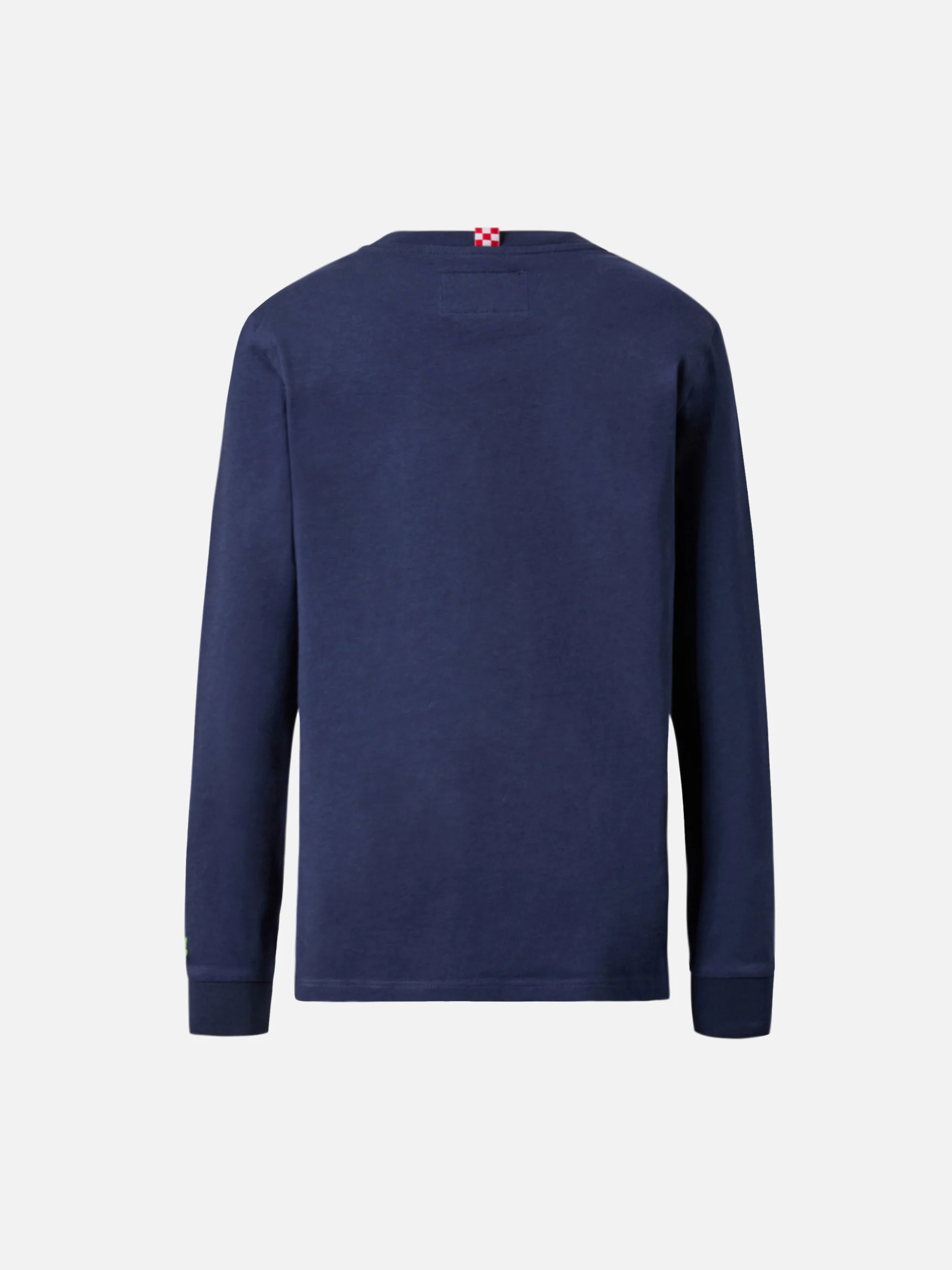 Luton long-sleeve cotton T-shirt in blue with Bello e Monello embroidery - Image 4