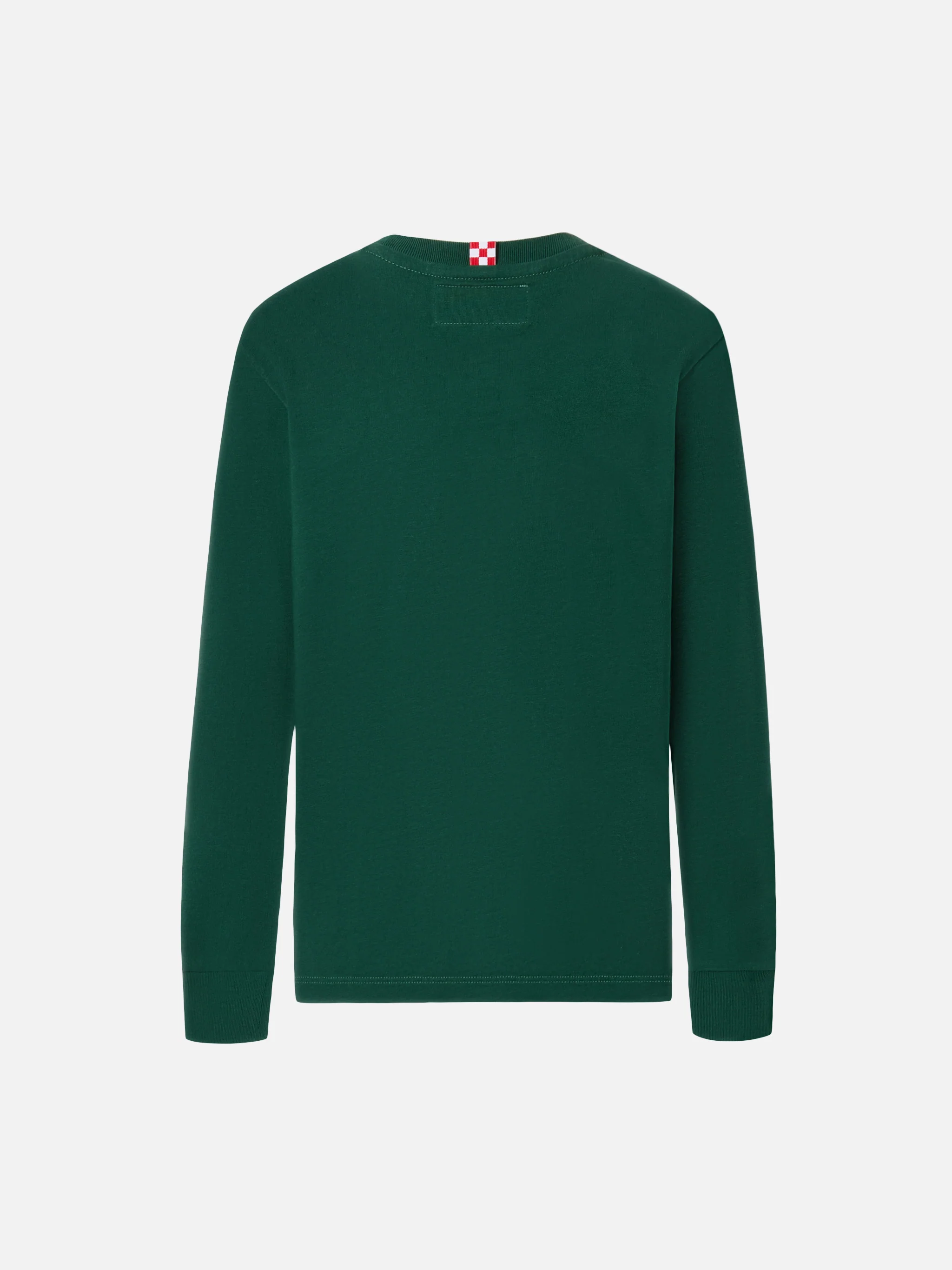 Luton long-sleeve cotton T-shirt in green with Me ne vado dai nonni embroidery - Image 2