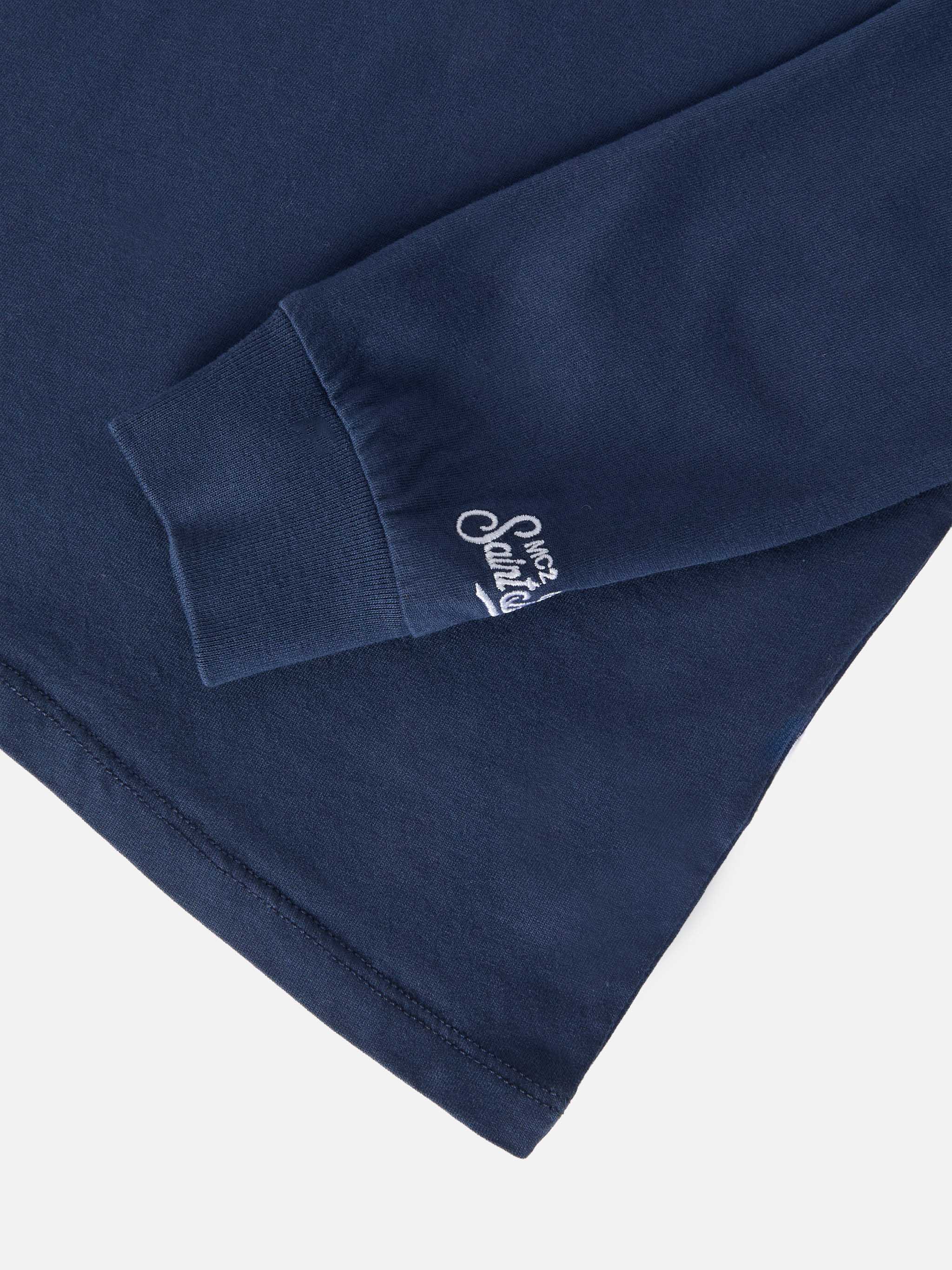 Luton long-sleeve winter cotton T-shirt in blue with St. Barth Ski Club embroidery and Snoopy print | SNOOPY SPECIAL EDITION - Image 4