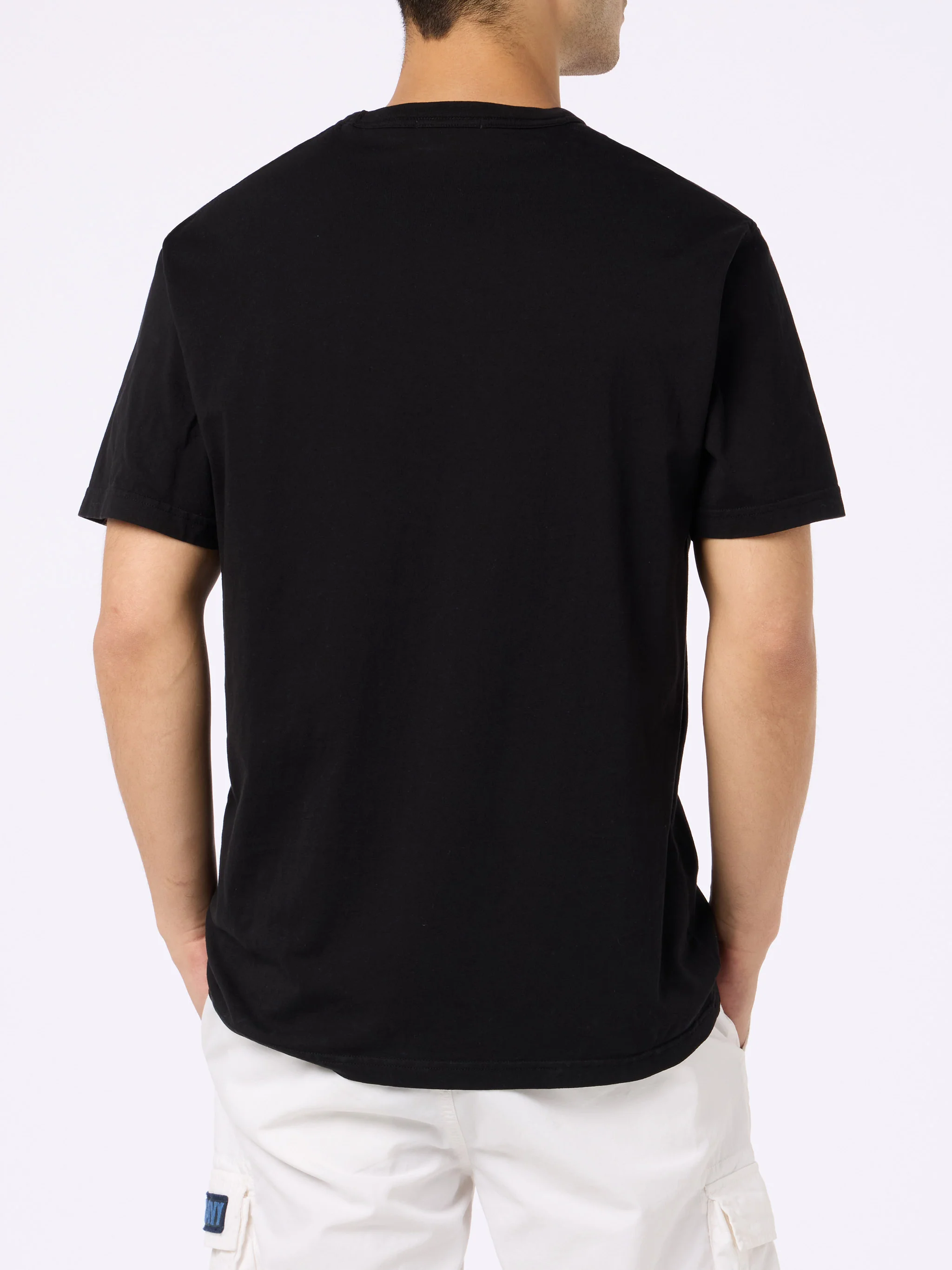 Man black cotton jersey t-shirt Dover with St. Barth embroidery - Image 3