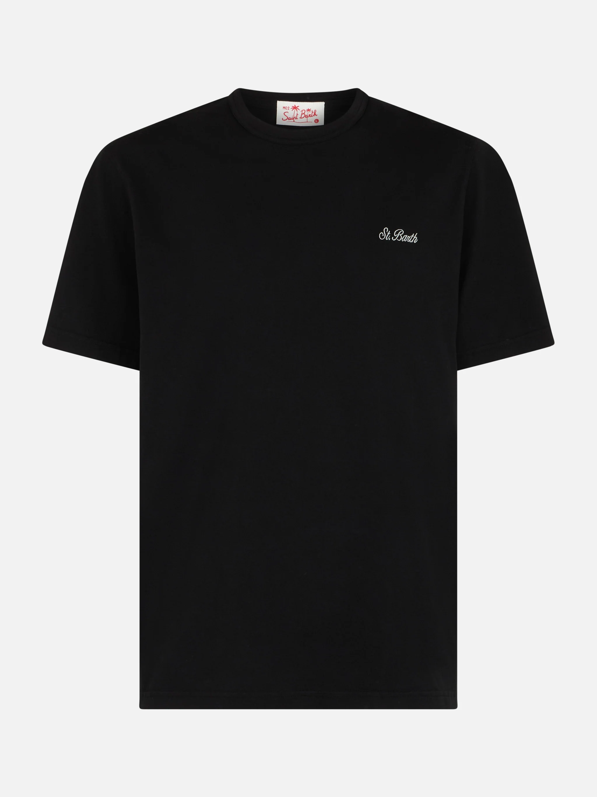 Man black cotton jersey t-shirt Dover with St. Barth embroidery - Image 4