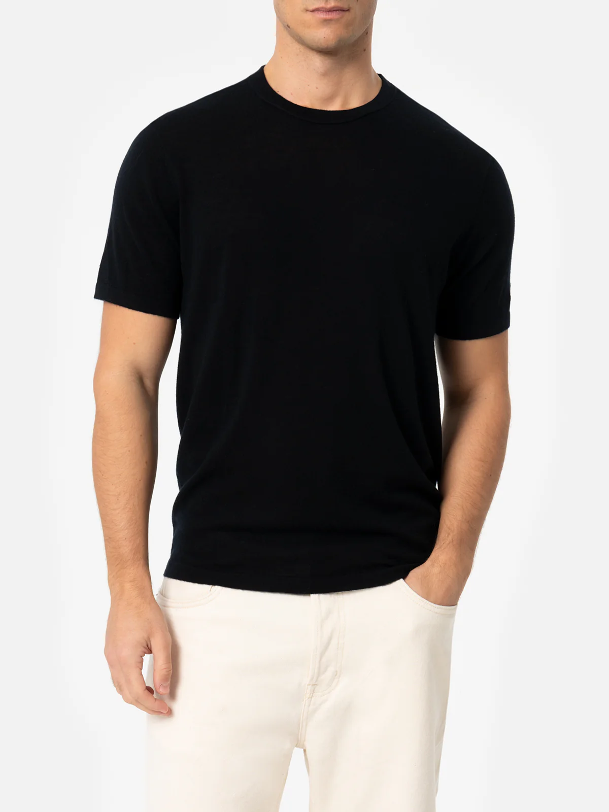 Black t-shirt Scott in MERINO WOOL and CASHMERE