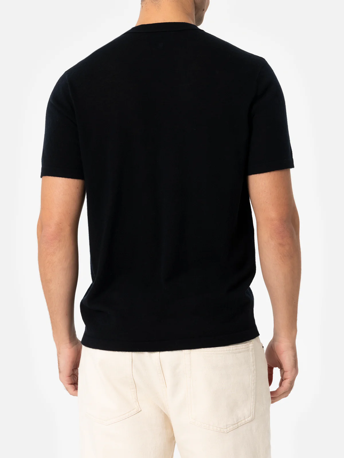 Black t-shirt Scott in MERINO WOOL and CASHMERE - Image 3
