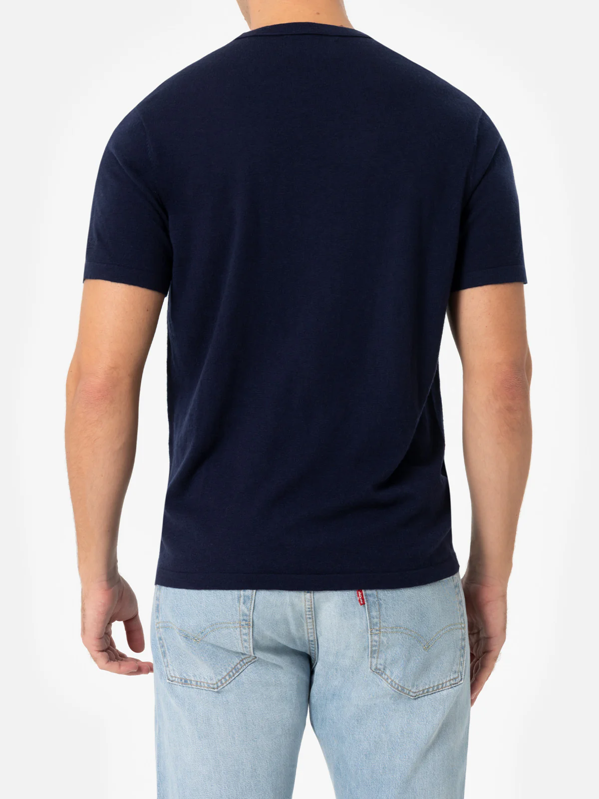 Navy blue t-shirt Scott in MERINO WOOL and CASHMERE - Image 3