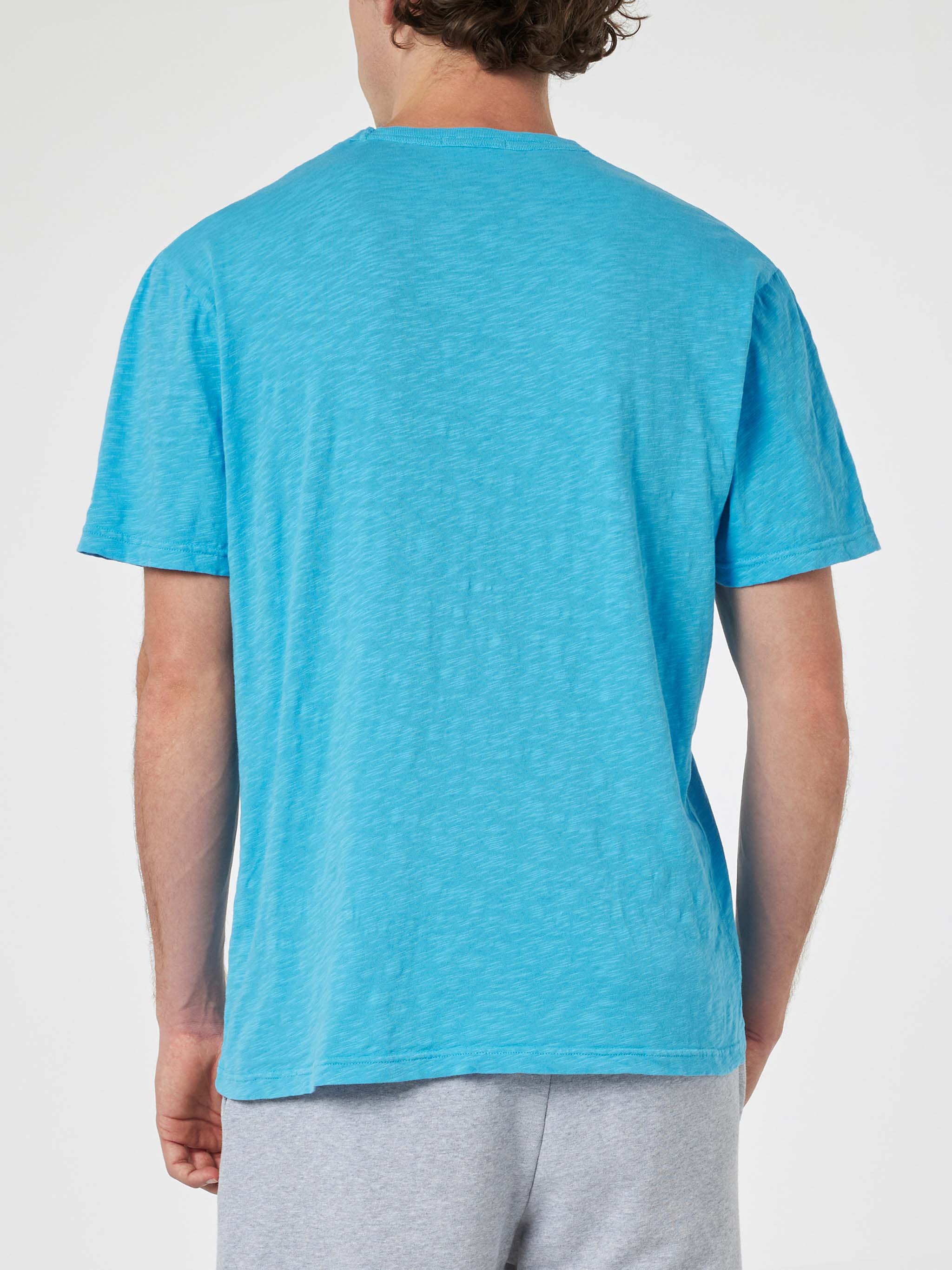 Man bluette flamed cotton t-shirt President with embroidery - Image 3