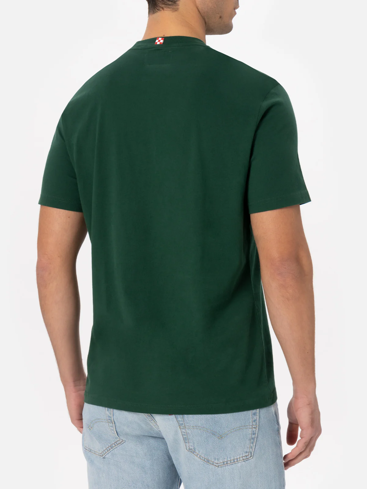 Man British green heavy cotton t-shirt Arnott with St. Barth embroidery - Image 3