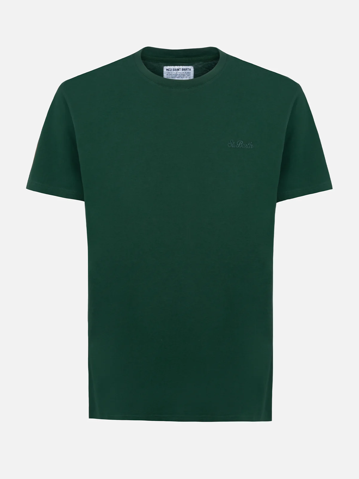 Man British green heavy cotton t-shirt Arnott with St. Barth embroidery - Image 4