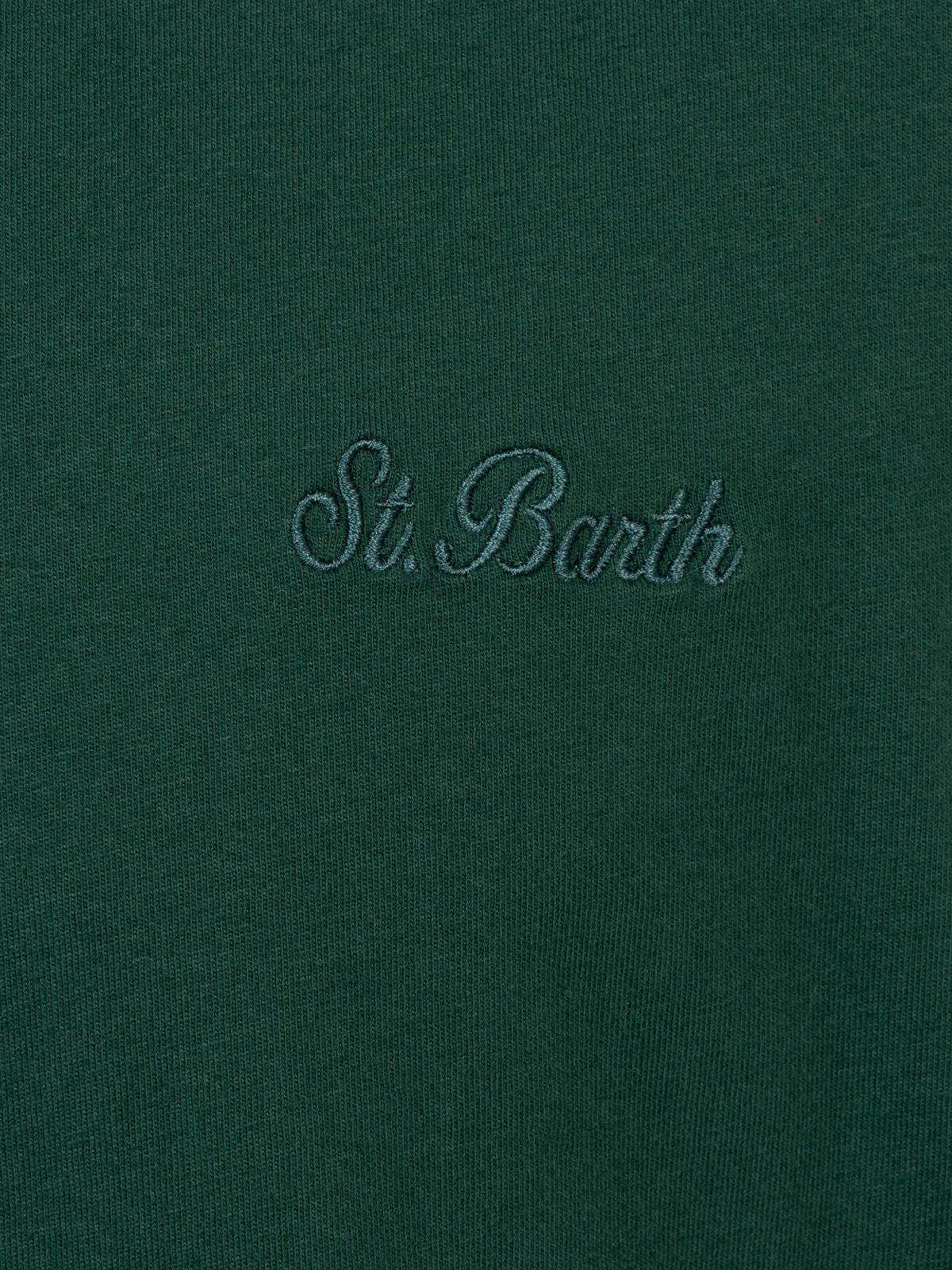 Man British green heavy cotton t-shirt Arnott with St. Barth embroidery - Image 5