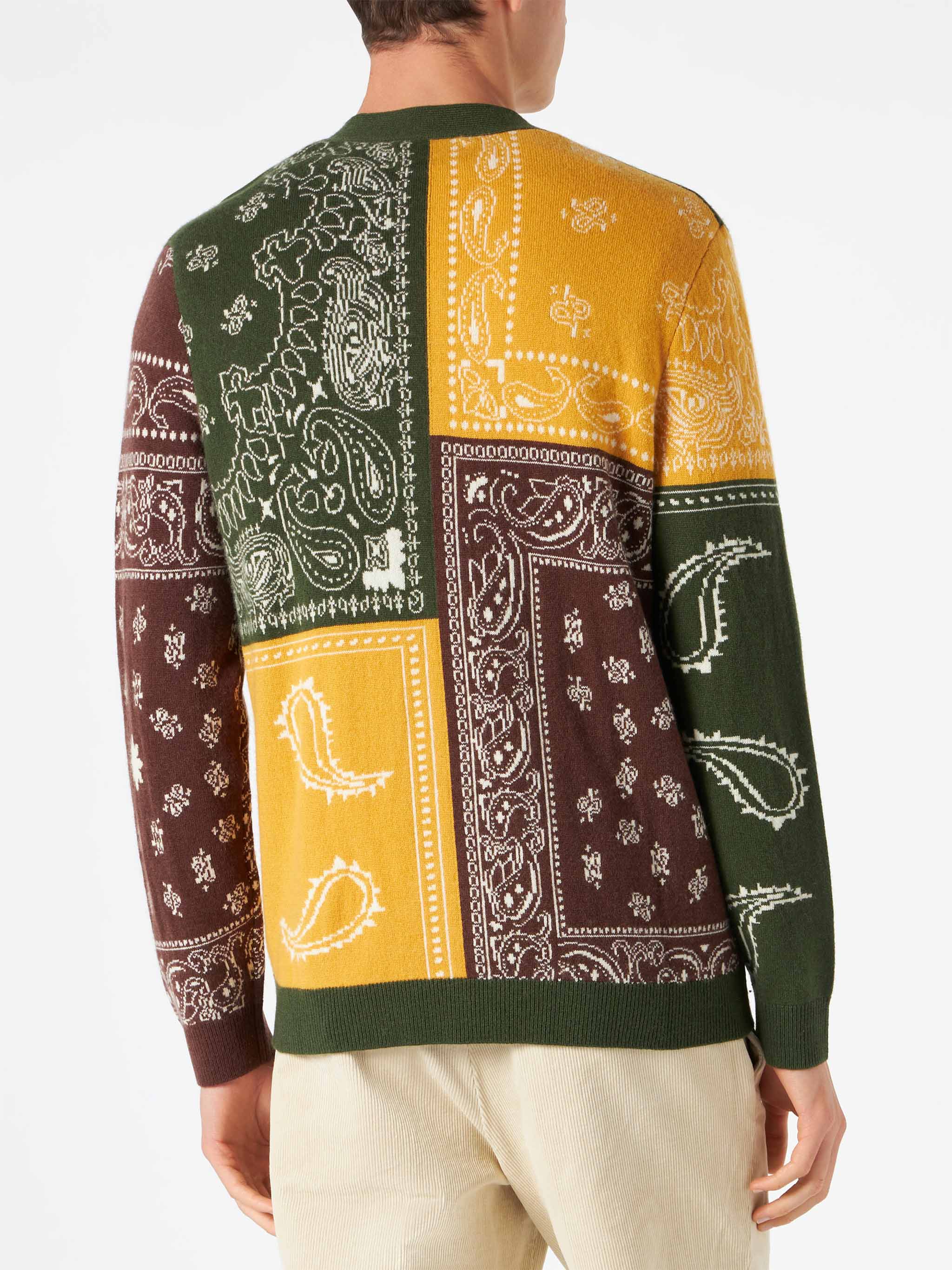 Man cardigan with bandanna print - Image 3