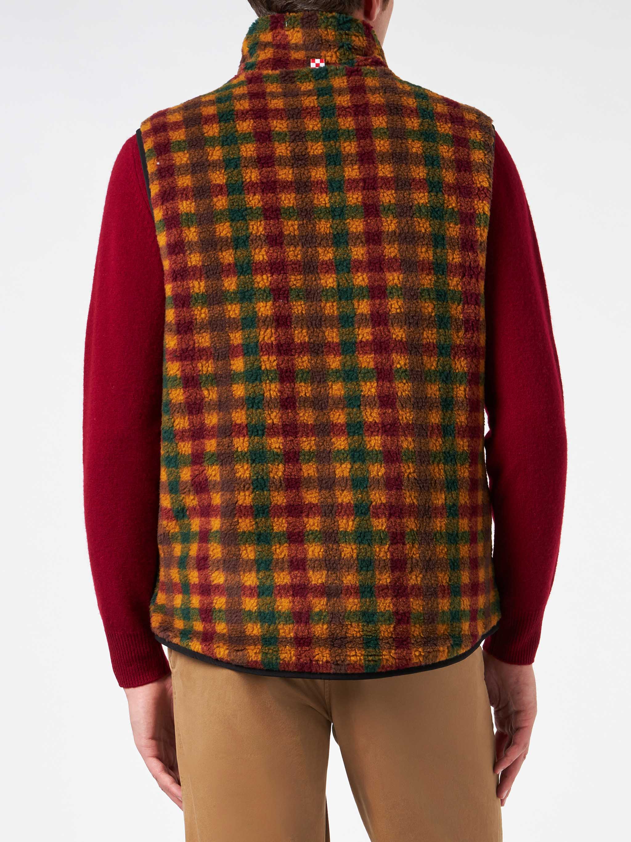 Man check sherpa vest jacket with patch pockets - Image 2