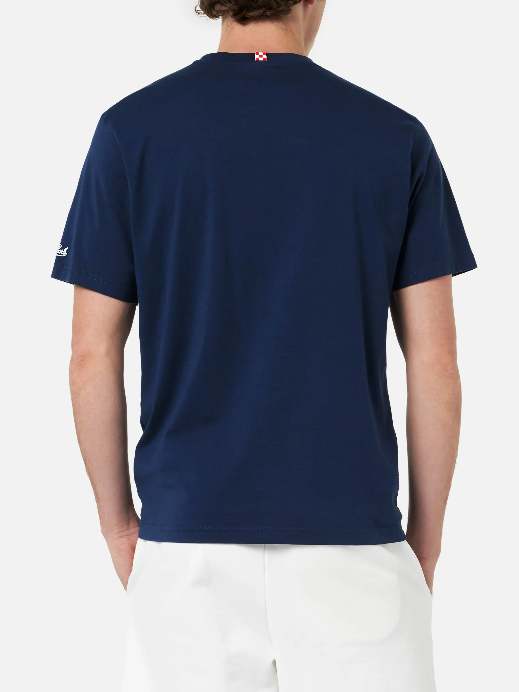 Man classic fit cotton jersey t-shirt Portofino with Mi girano le palline embroidery | INSULTI LUMINOSI SPECIAL EDITION - Image 4