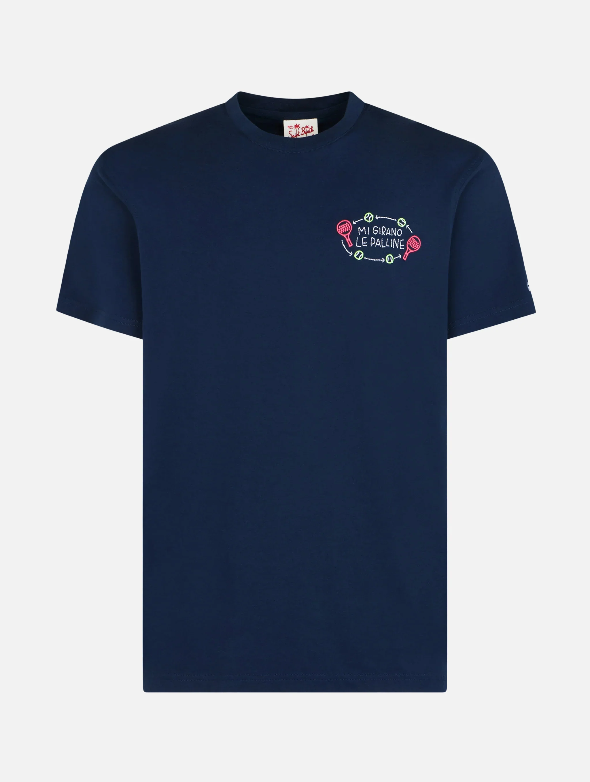 Man classic fit cotton jersey t-shirt Portofino with Mi girano le palline embroidery | INSULTI LUMINOSI SPECIAL EDITION - Image 5