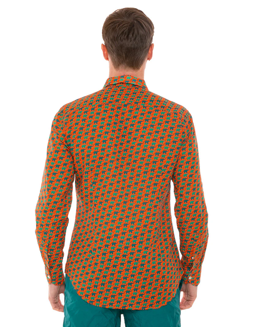 Man muslin cotton Sikelia shirt with elephant print - Image 3