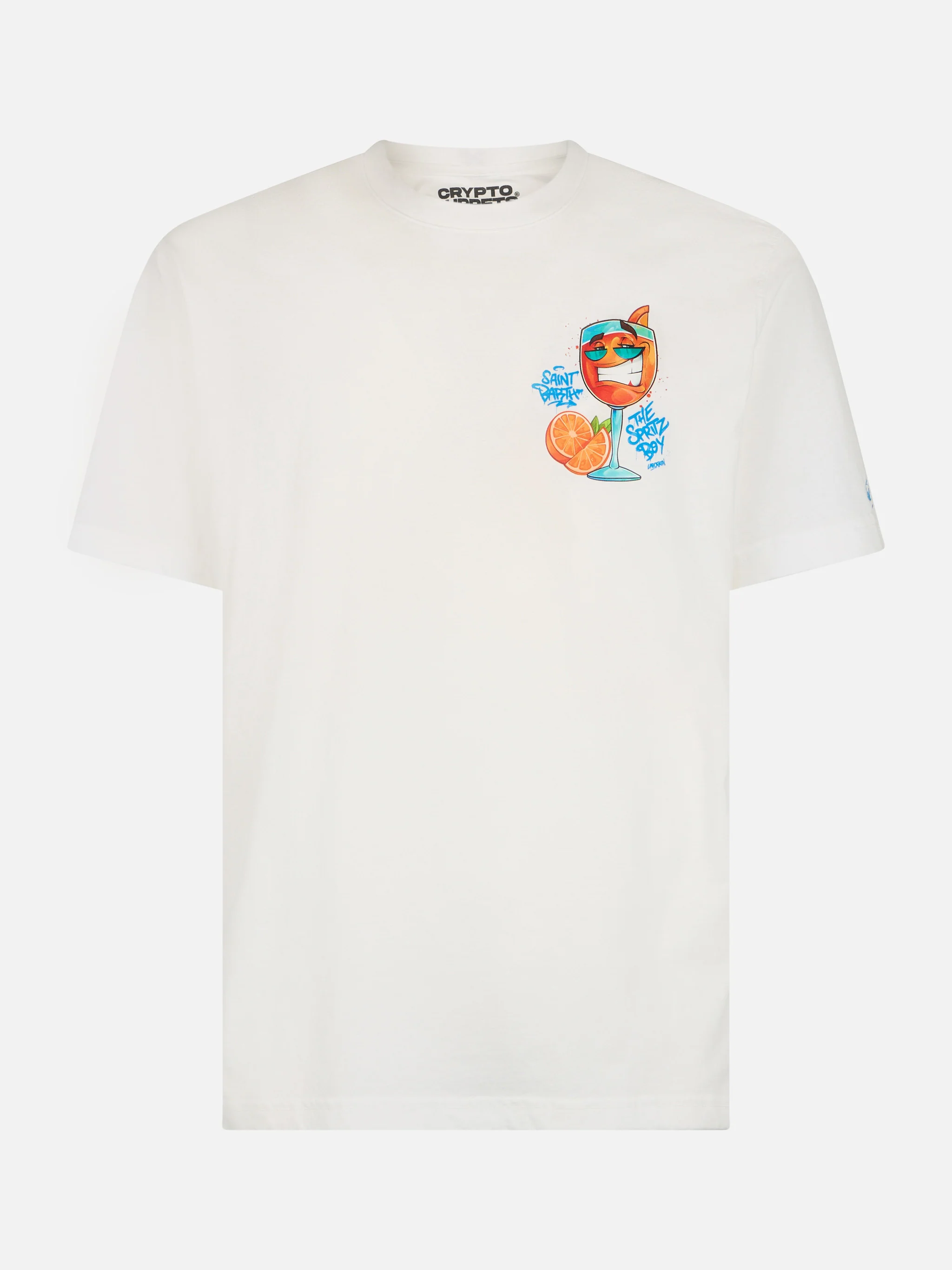 Man cotton t-shirt with Cryptopuppets Spritz front and back placed print | CRYPTOPUPPETS SPECIAL EDITION - Image 4