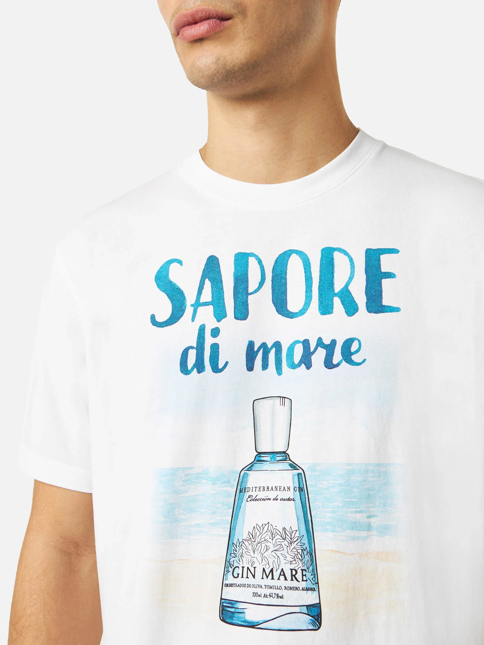 Man cotton t-shirt with Gin print | GIN MARE SPECIAL EDITION - Image 2