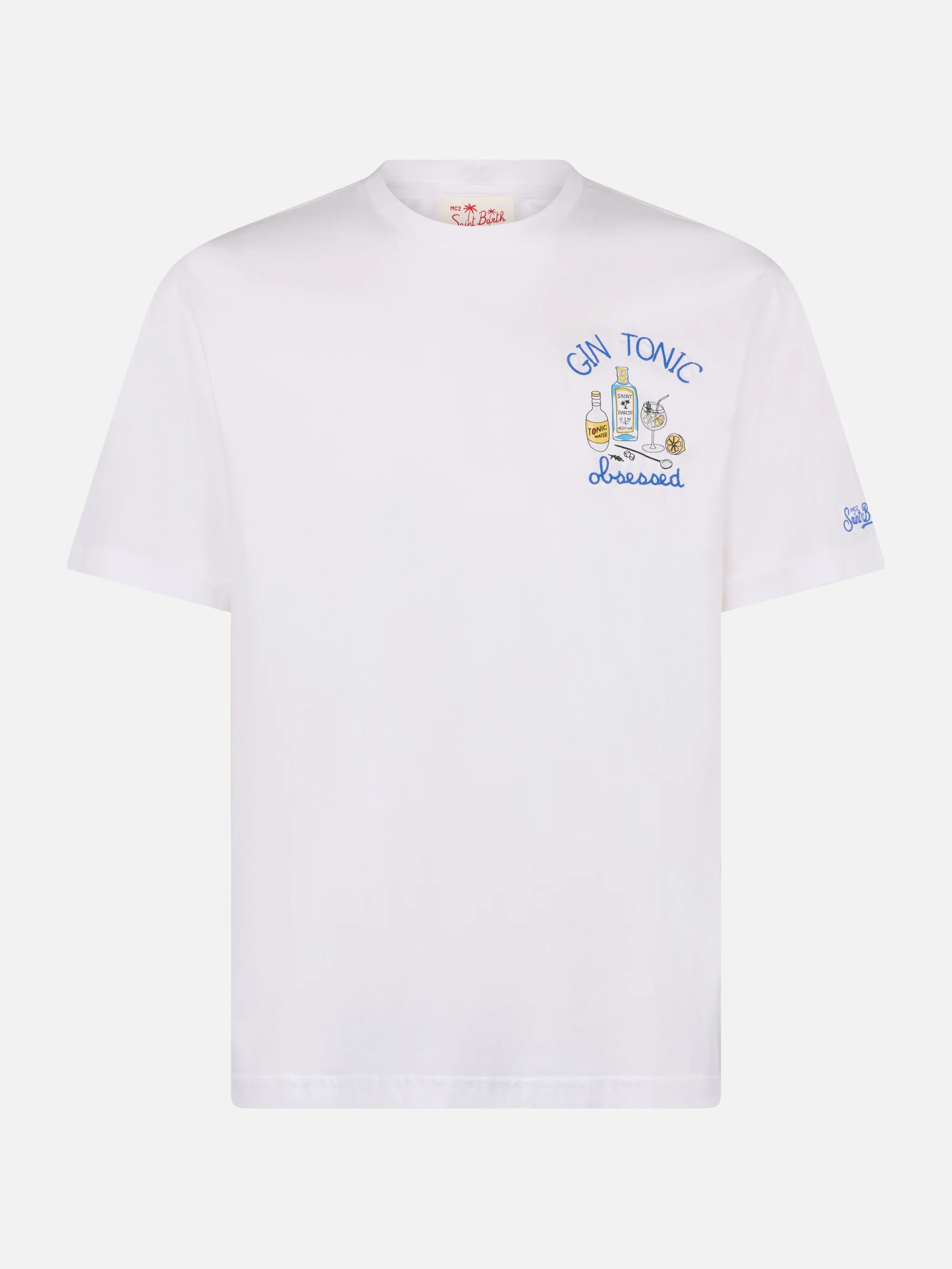 Cotton t-shirt with cocktail Gin Tonic obsessed embroidery