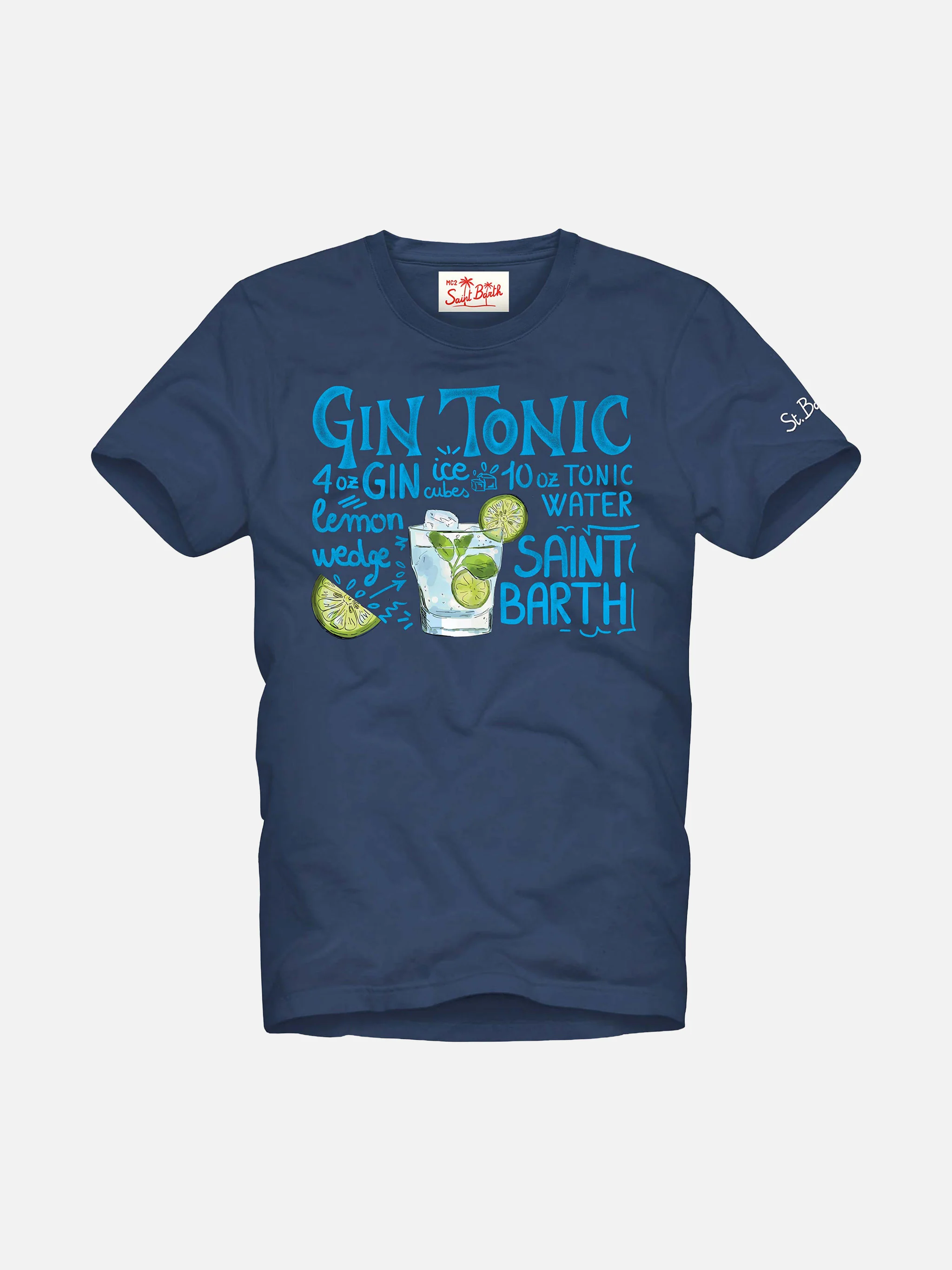 Man cotton t-shirt with Gin Tonic cocktail print
