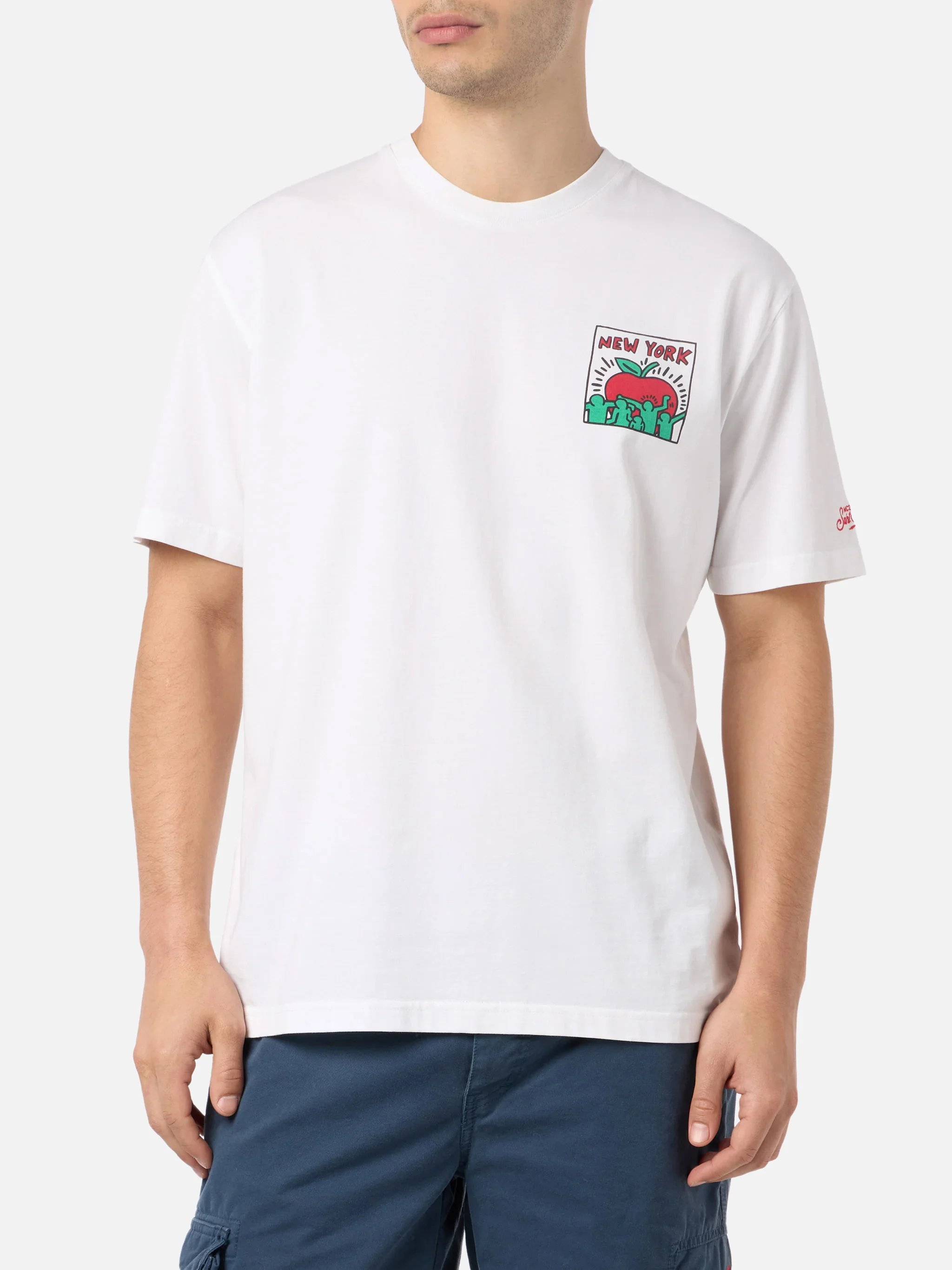 Man cotton t-shirt with Keith Haring design front and back print | KEITH HARING SPECIAL EDITION - Image 3