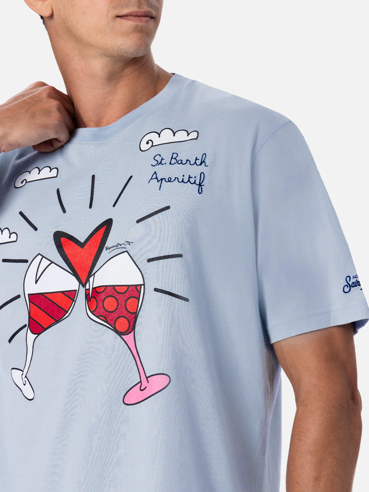 Man cotton t-shirt with Britto glasses print and embroidery | ©BRITTO SPECIAL EDITION - Image 2