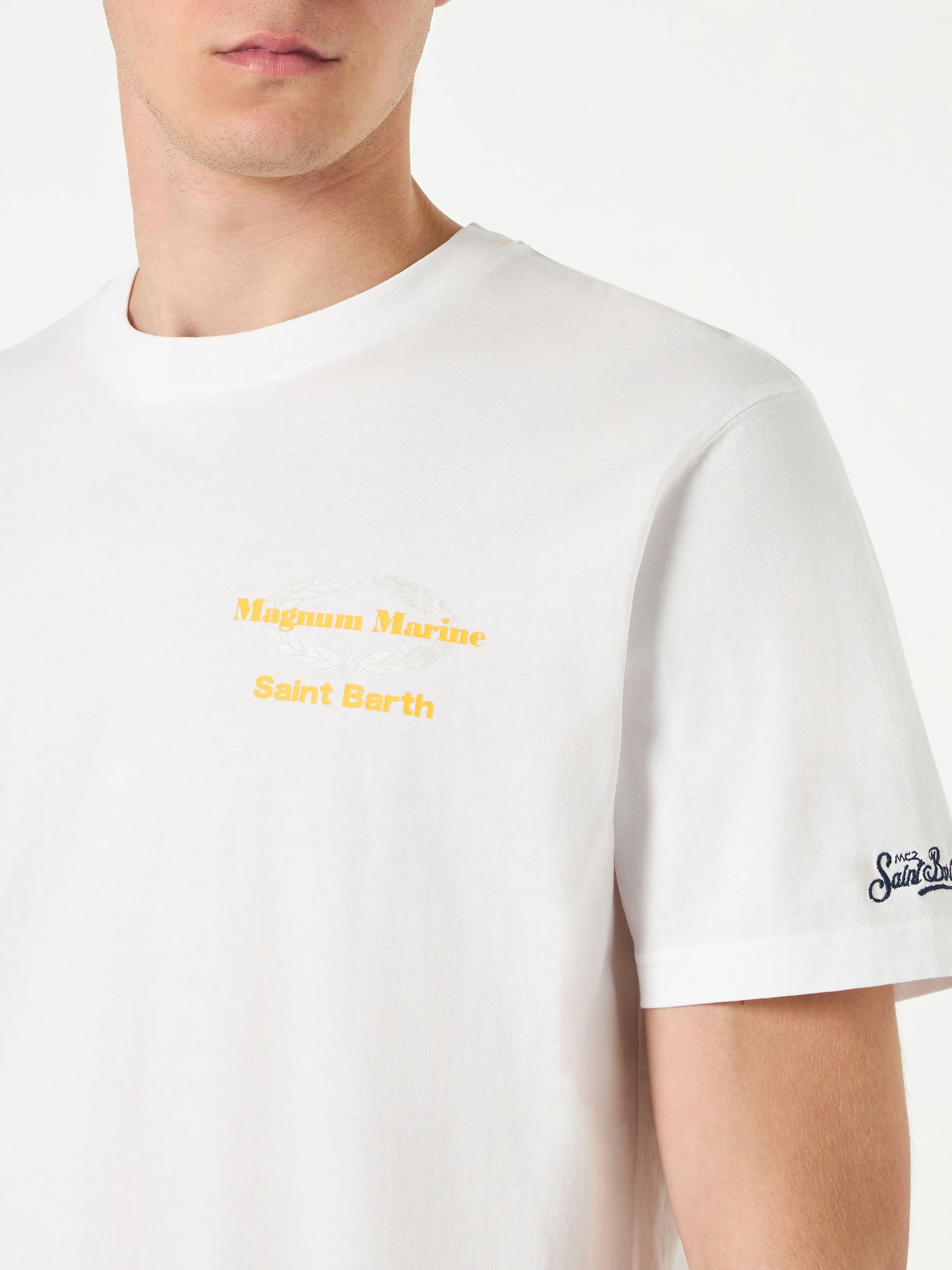 Man cotton t-shirt with Magnum Marine Saint Barth print