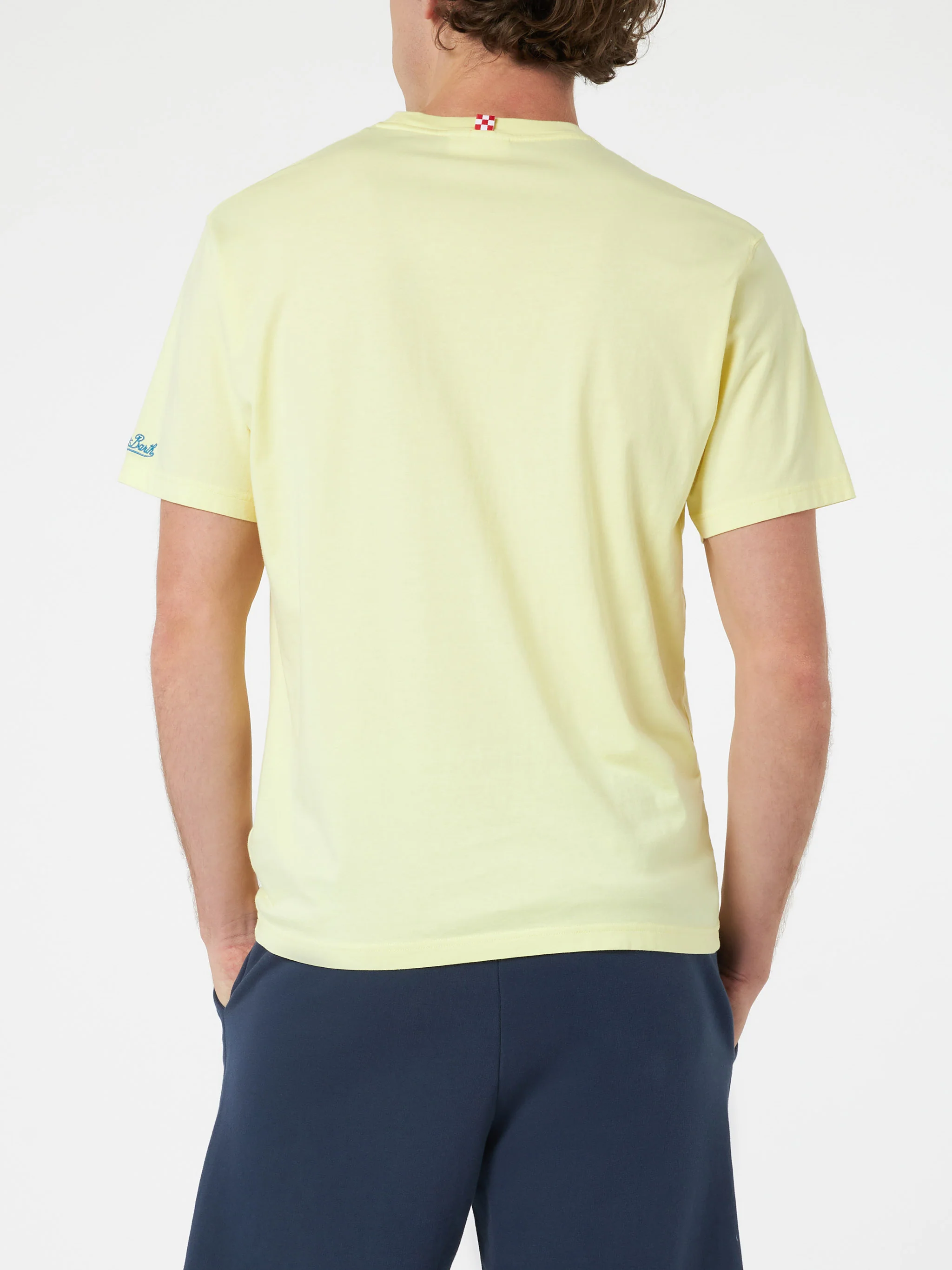 Man cotton t-shirt with More Shots Less Squats placed print - Image 3