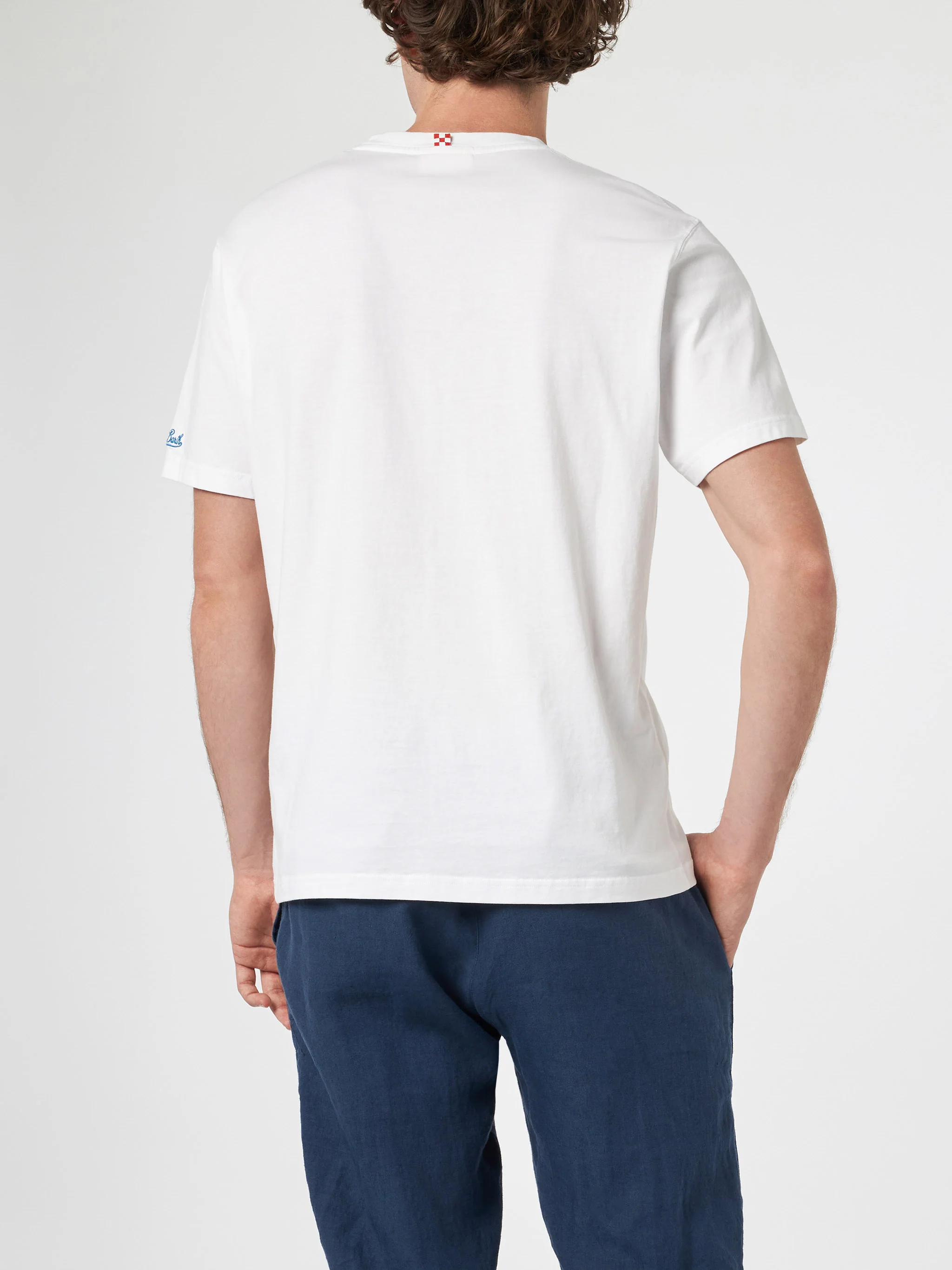 Man cotton t-shirt with Panda print and Italian surfer embroidery | PANDA SPECIAL EDITION - Image 3