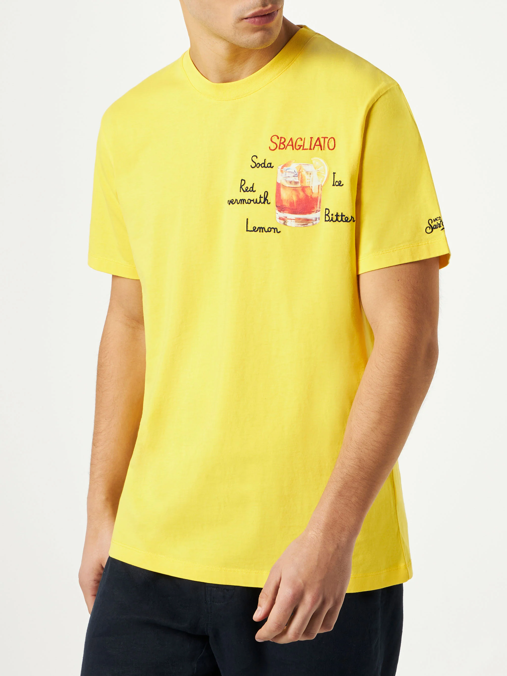 Man cotton t-shirt with Sbagliato glass print - Image 3