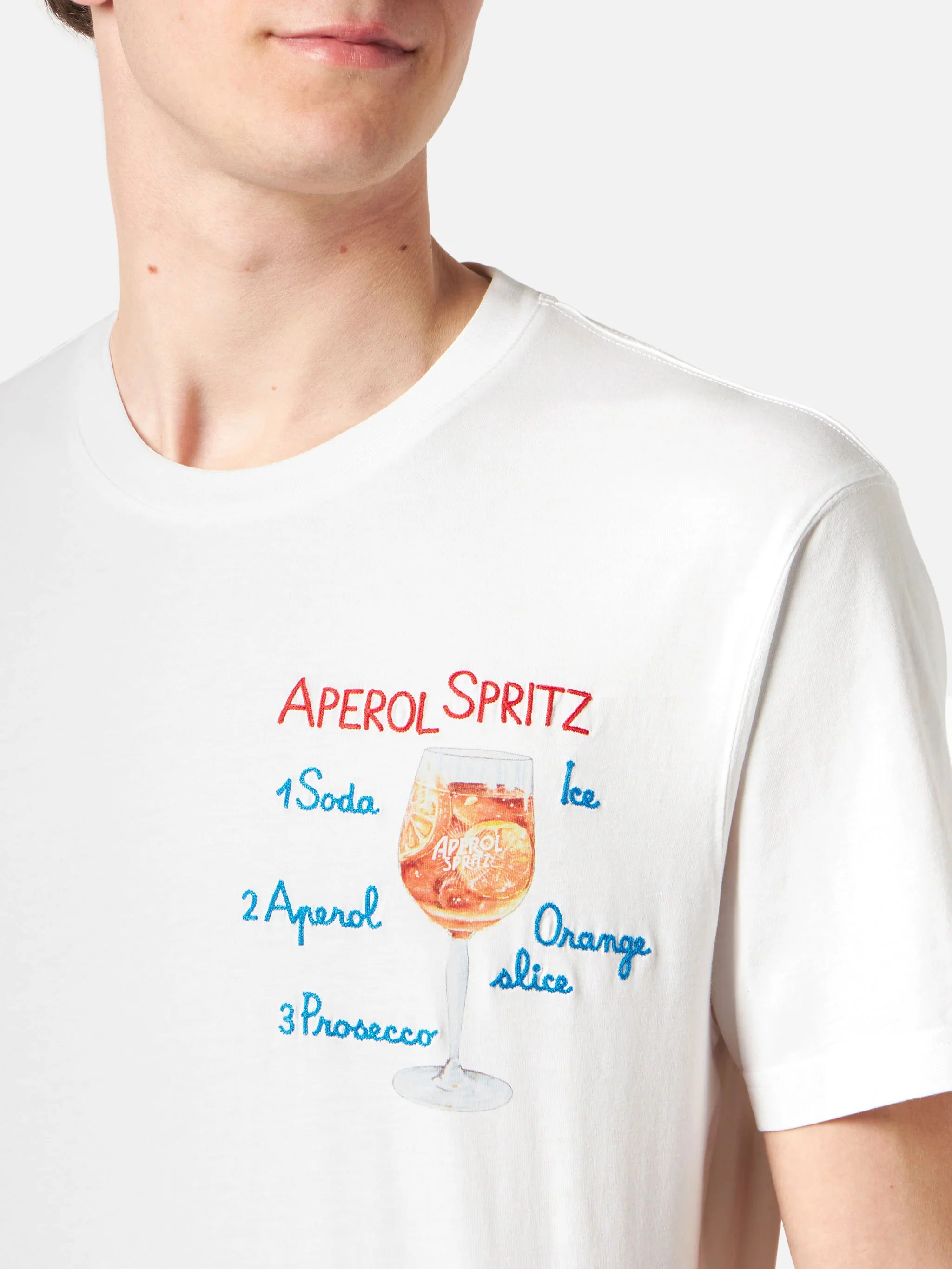 Man cotton t-shirt with Aperol Spritz front embroidery | APEROL SPECIAL EDITION