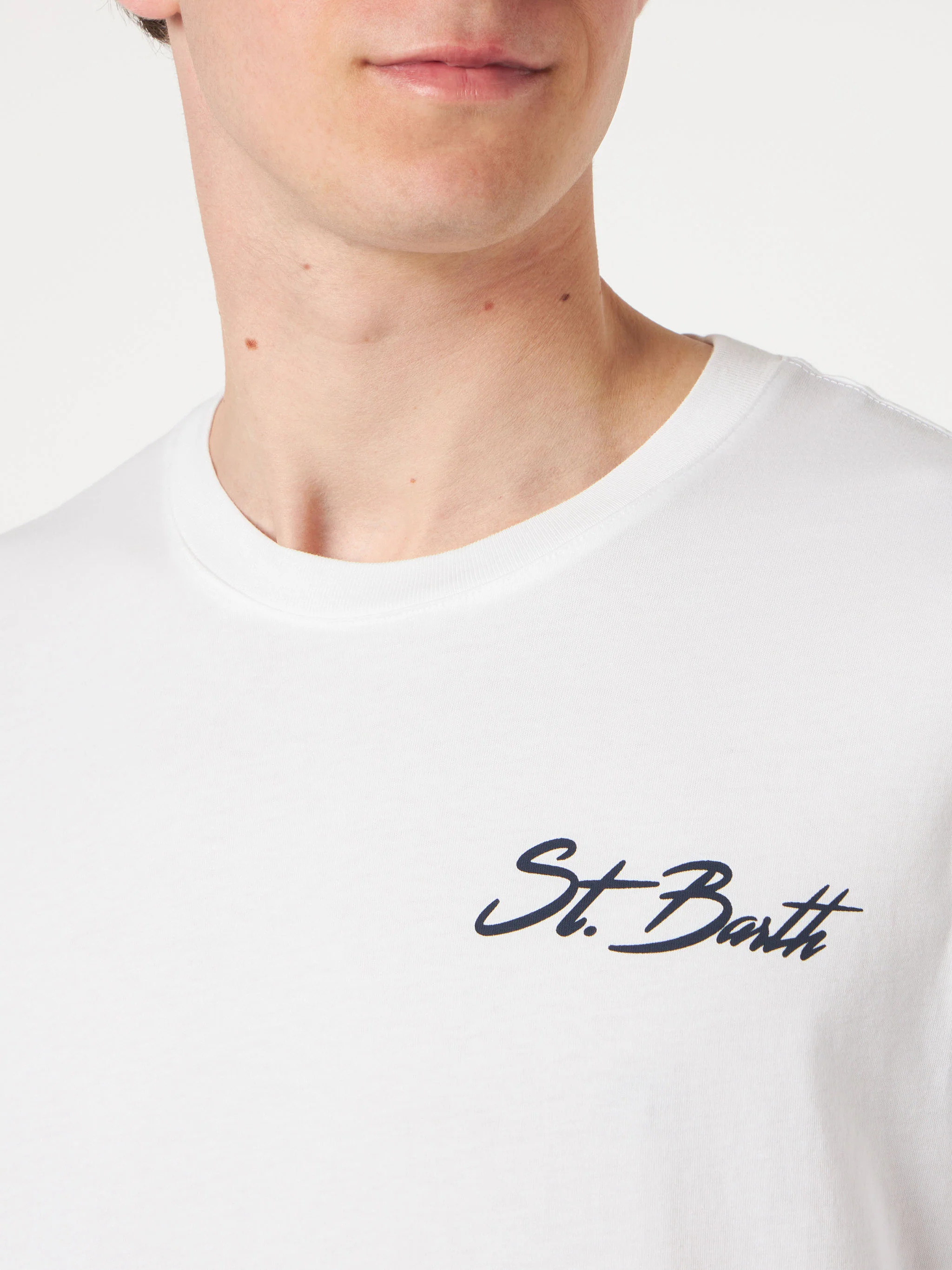 Man cotton t-shirt with St. Barth surf print
