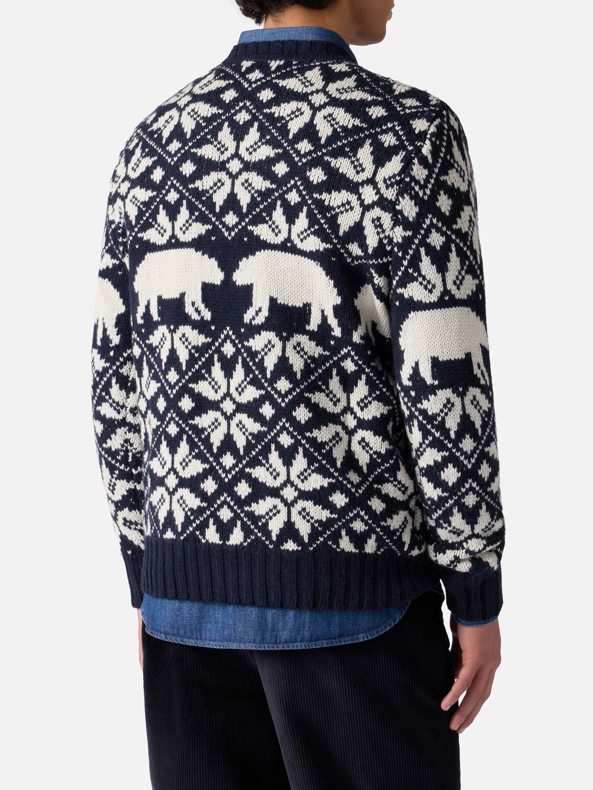 Man sweater Bombardino with norwegian jacquard and Fa Freddo embroidery - Image 3