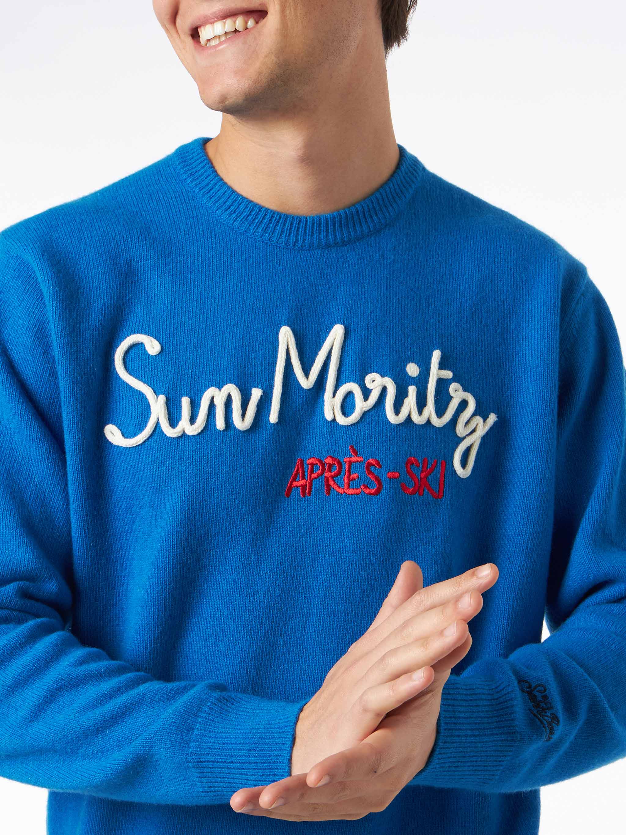 Man crewneck sweater with Sun Moritz Après Ski embroidery - Image 2