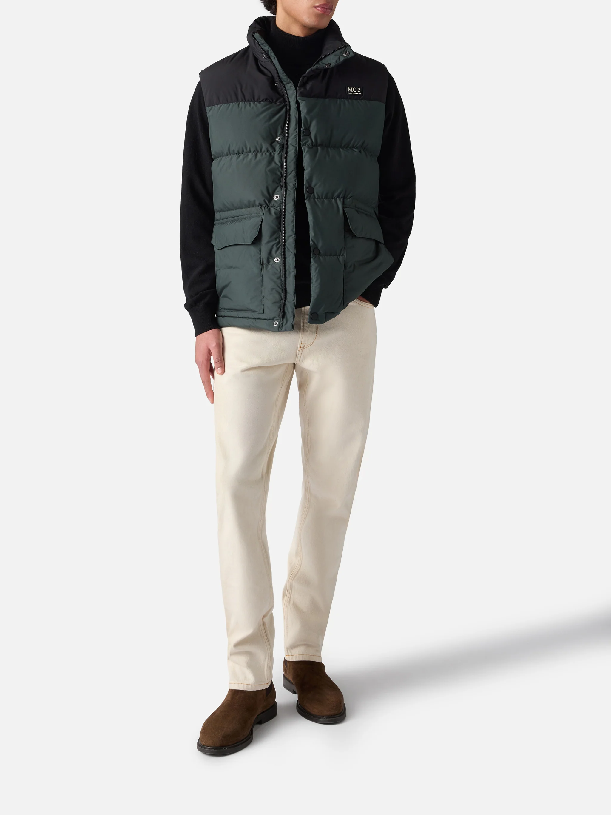 Man down padded green vest with pockets - Image 2