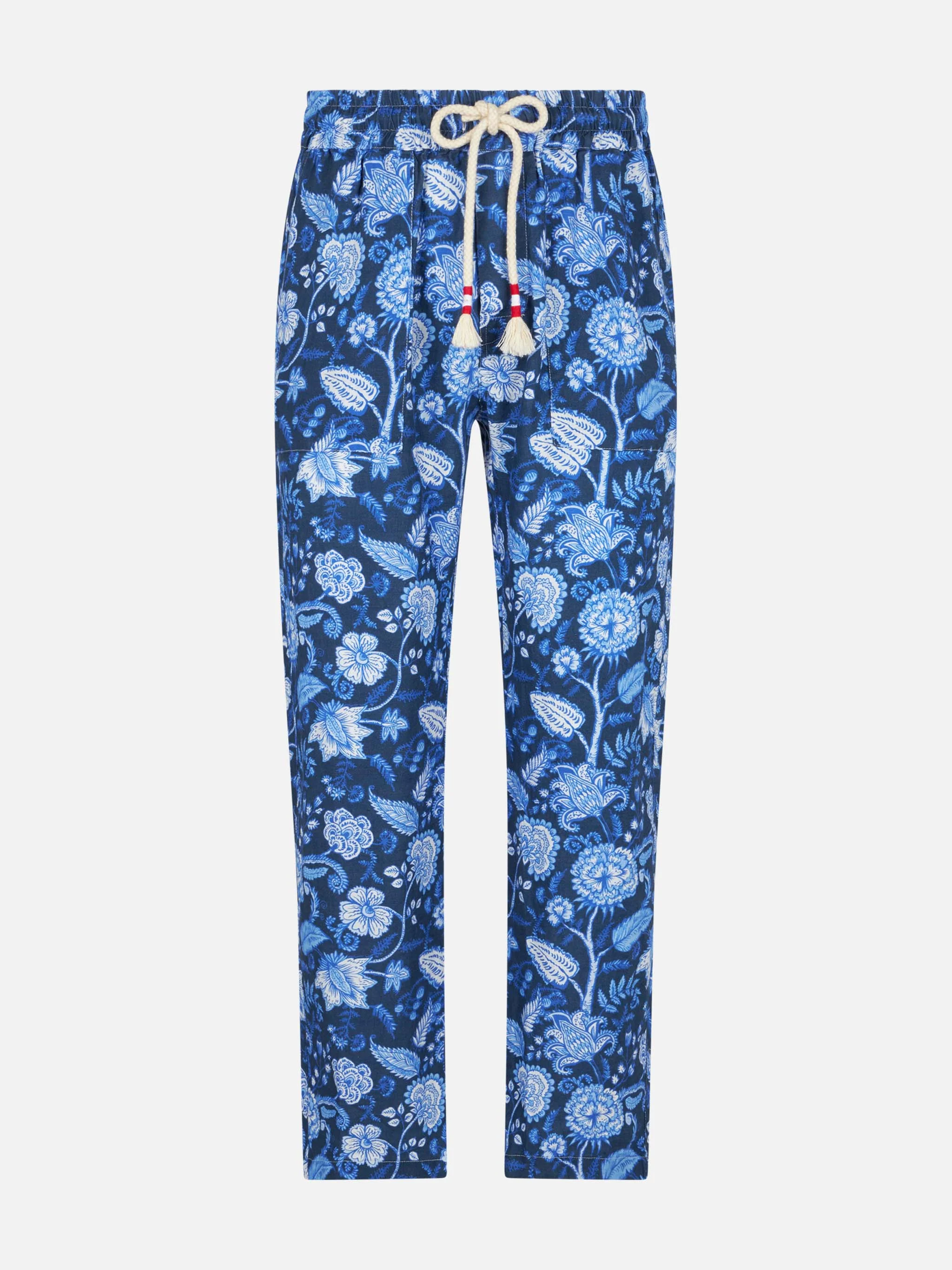 Man floreal print linen pants - Image 4